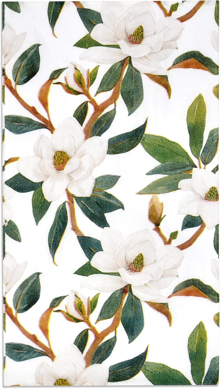 Gift Boutique 100 Magnolia Floral Guest Napkins Disposable Paper Hand Towels for Bathroom Wedding Baby Shower Spring Party Holiday Birthday Dinner Decor (Pack of 2)