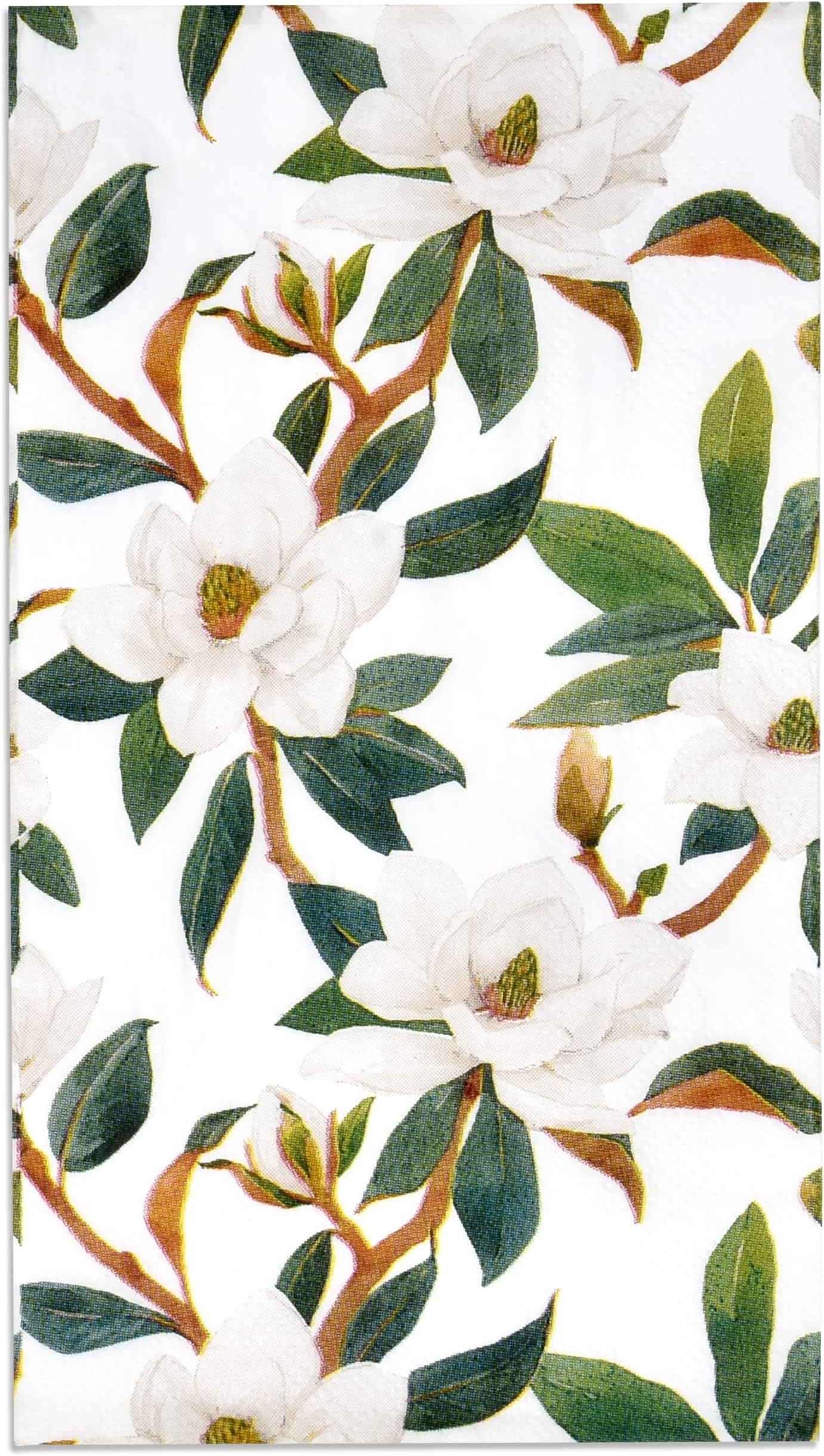 100 Magnolia Floral Guest Napkins Disposable Paper Hand Towels for Bathroom Wedding Baby Shower Spring Party Holiday Birthday Dinner Decor