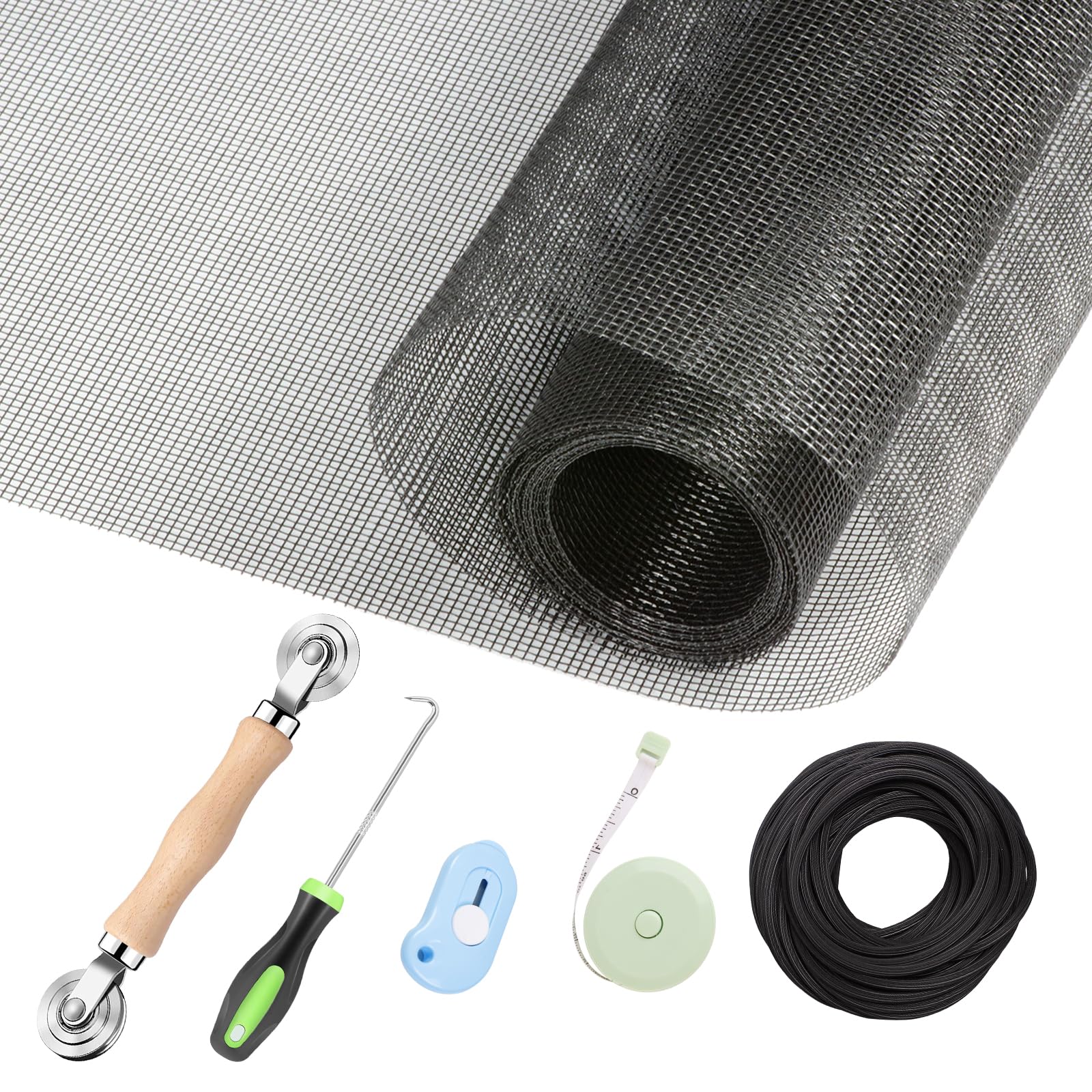 Window Screen Repair Kit - 59" x 106" Screen Door Replacement Fiberglass Screen Mesh with All Screen Tools for Sliding Door and Patio Screen Door Replacement, TOOLTRIZ