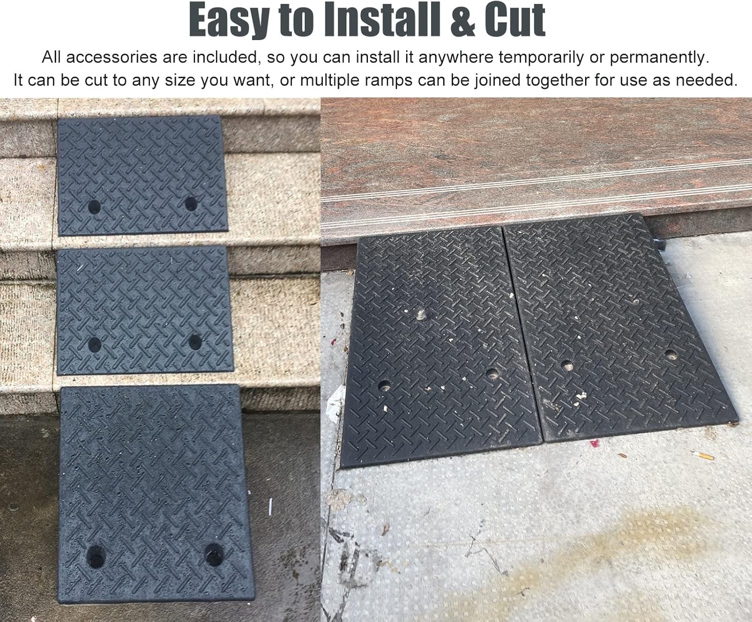 Kerb Ramp Step Threshold Ramps for Wheelchair, Home Non-Slip Stroller Dolly Vehicle Car Ramps, Rubber Motorcycle Truck Curb Ramp, 10/15/18/20cm