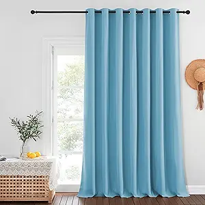 NICETOWN Blackout Patio Curtains 100 x 144 Inches Long for Sliding Door Extral Wide Blackout Curtain Panels Thermal Insulated Room Divider - Grommet Top, 100" W x 144" L, 1 Panel, Teal Blue