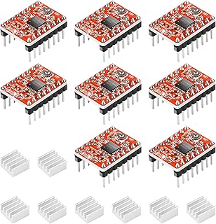 FORIOT 8pcs A4988 Stepper Motor Driver Module with Heat Sink Compatible with Stepstick Stepper for 3D Printer Reprap，Red