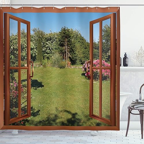 Cortina de regadera Home Decorators para el baño, moderna, con estilo de fotografía artística y con diseño tropical de una isla paradisíaca con