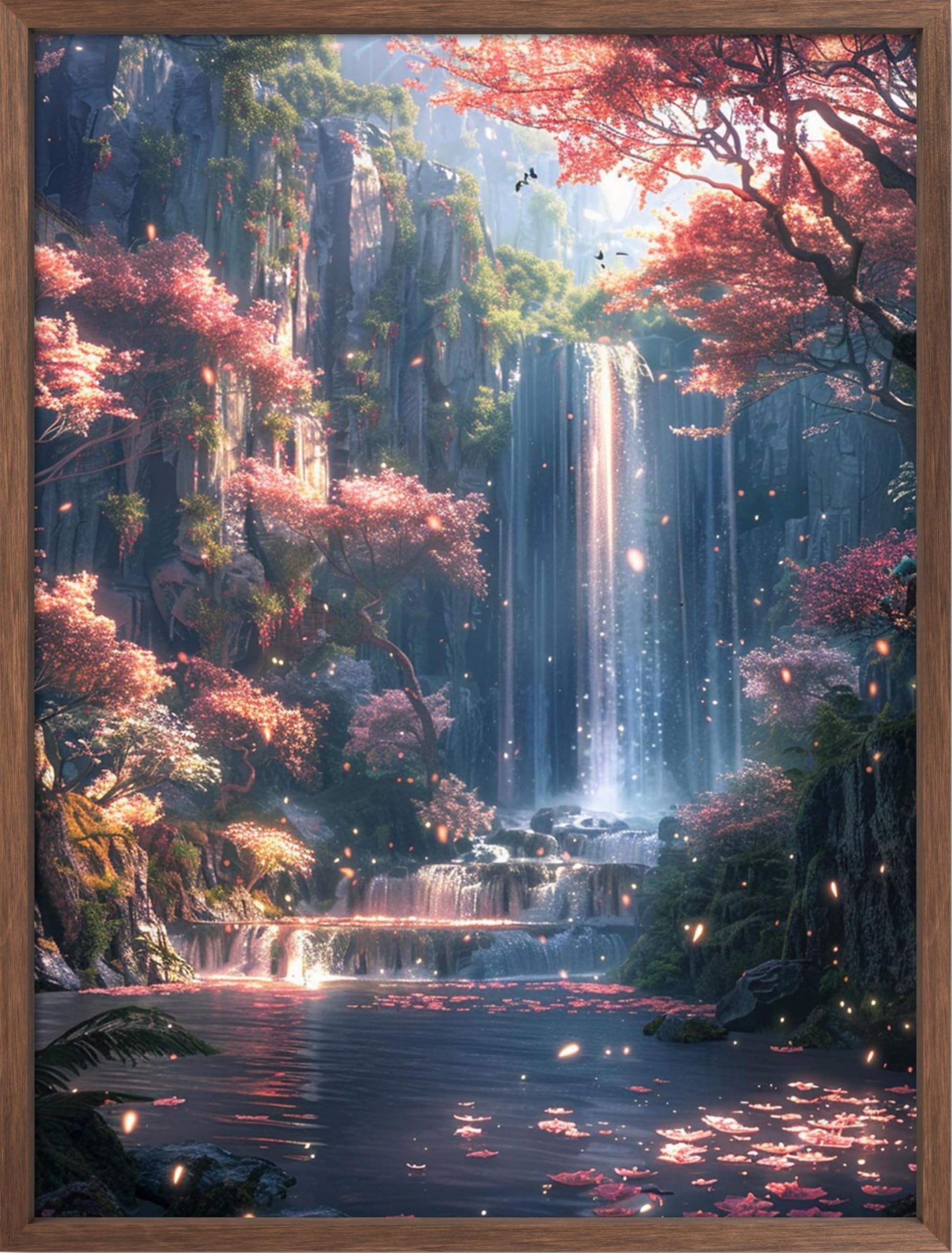 Leczany Cross Stitch Patterns Stamped Kit for Beginners | Embroidery Supplies DIY Craft Kit Needlepoint for Adults Starter | 11CT, 3 Strands | Waterfall Mountain Scenery 15.8x20.9 inches