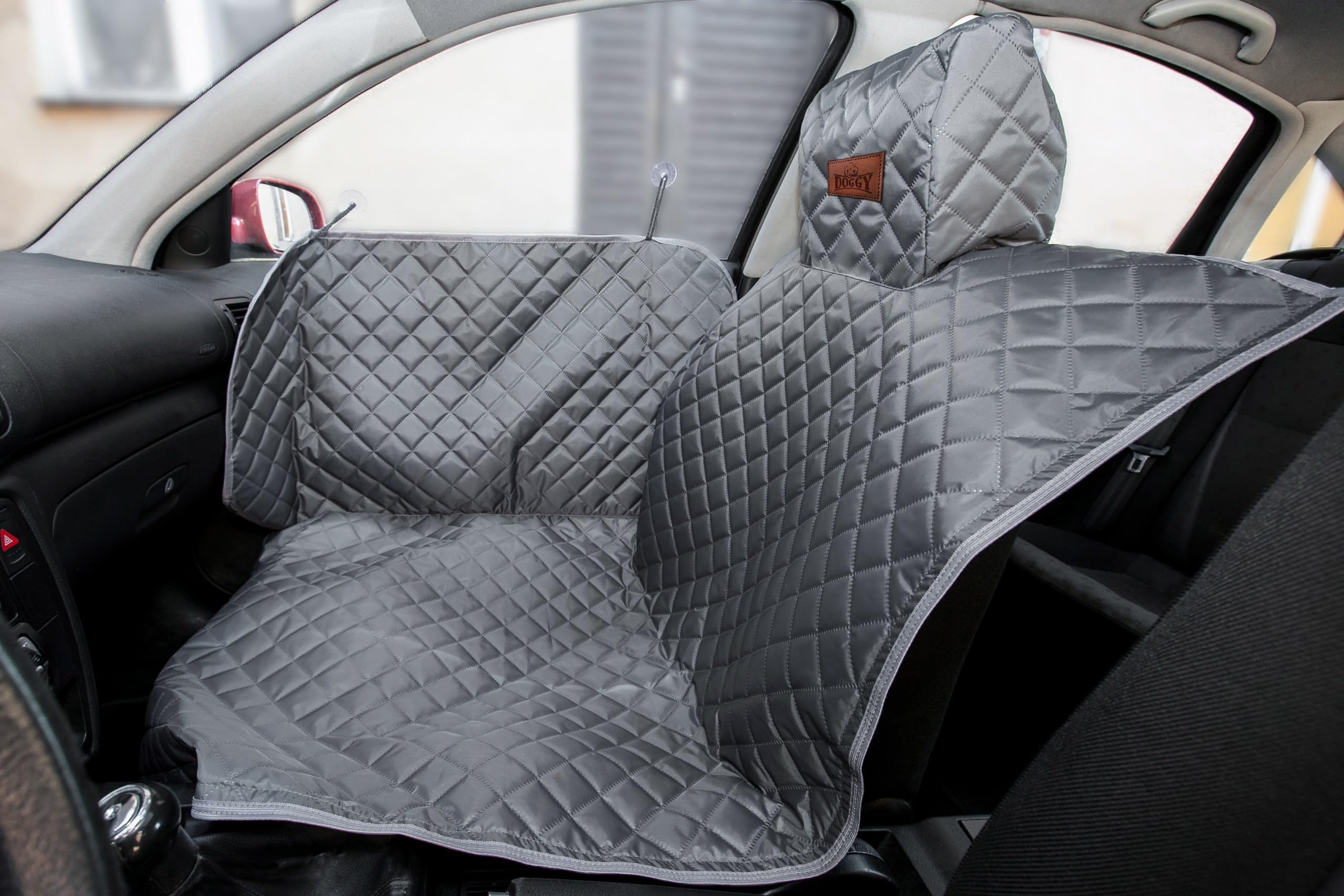 Funda para coche, para tumbona, para coche, para perros, con cierre de velcro y laterales, 220 cm, color gris