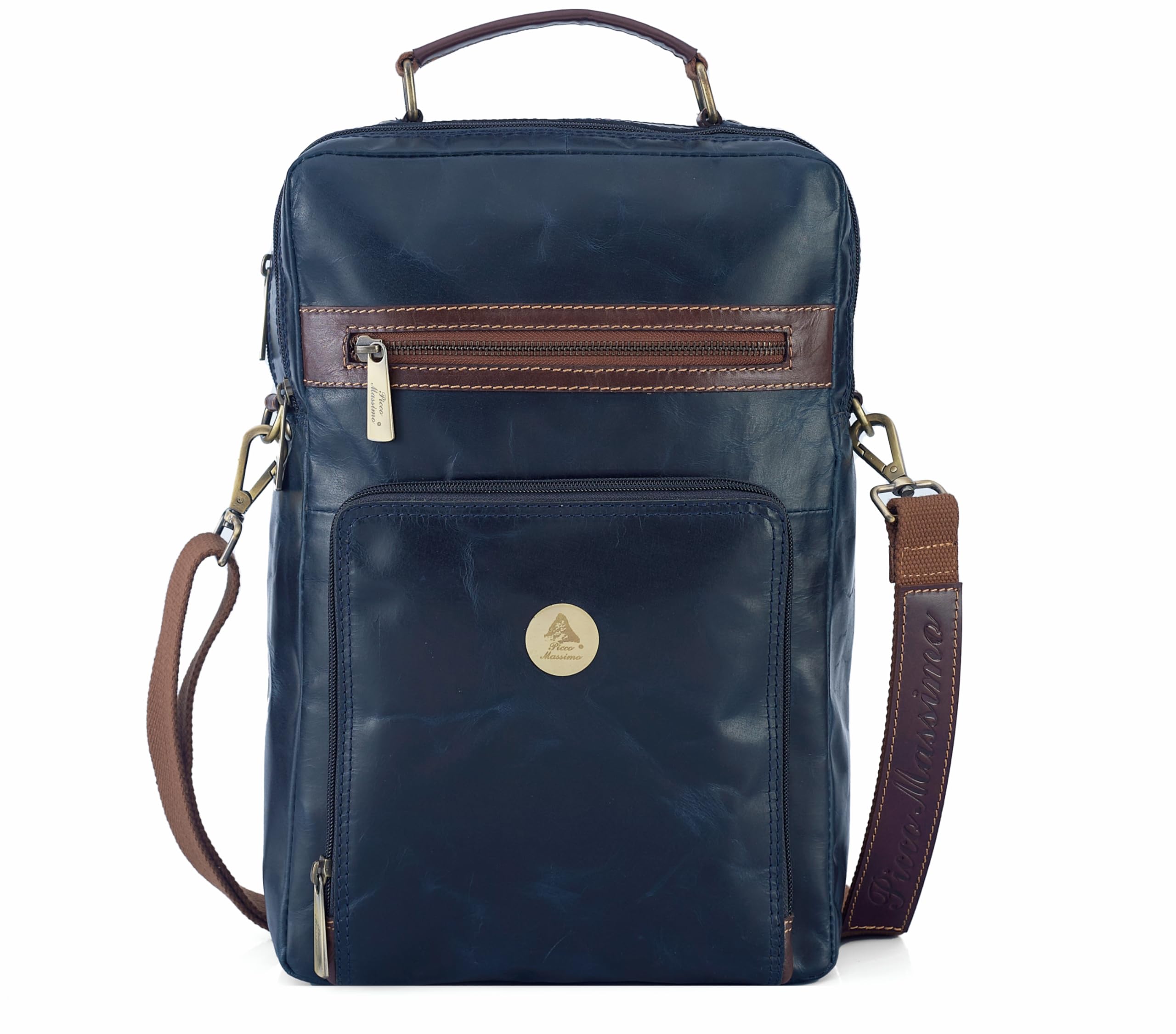 picco massimo Leather Work Laptop Messenger Bag, Multiple Separate Compartments, Compatible Laptop Size - 14 inch, Padded Back Panel.-picture-56