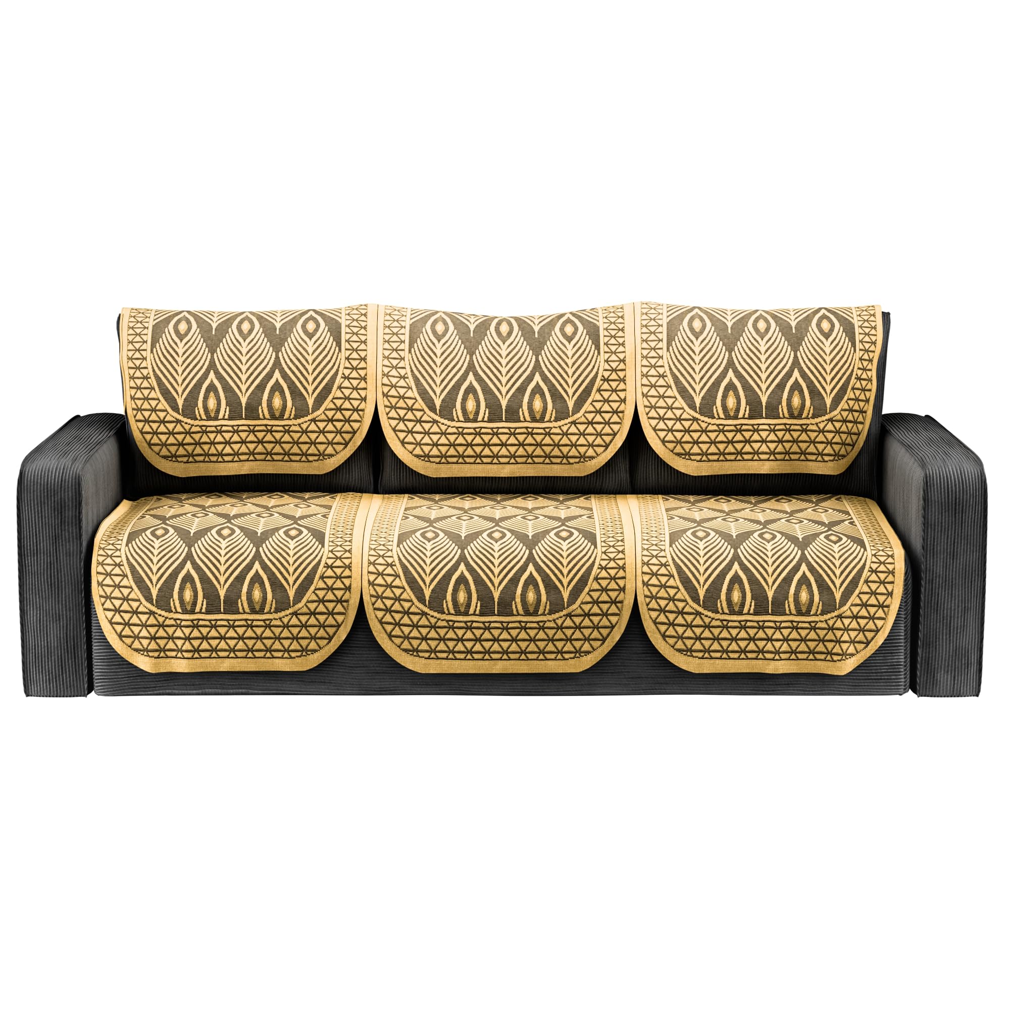 Stylish 5-Seater Sofa Covers - Maroon Cotton -15