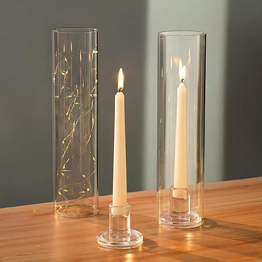 NUPTIO Hurricane Candlesticks Glass – 2pcs