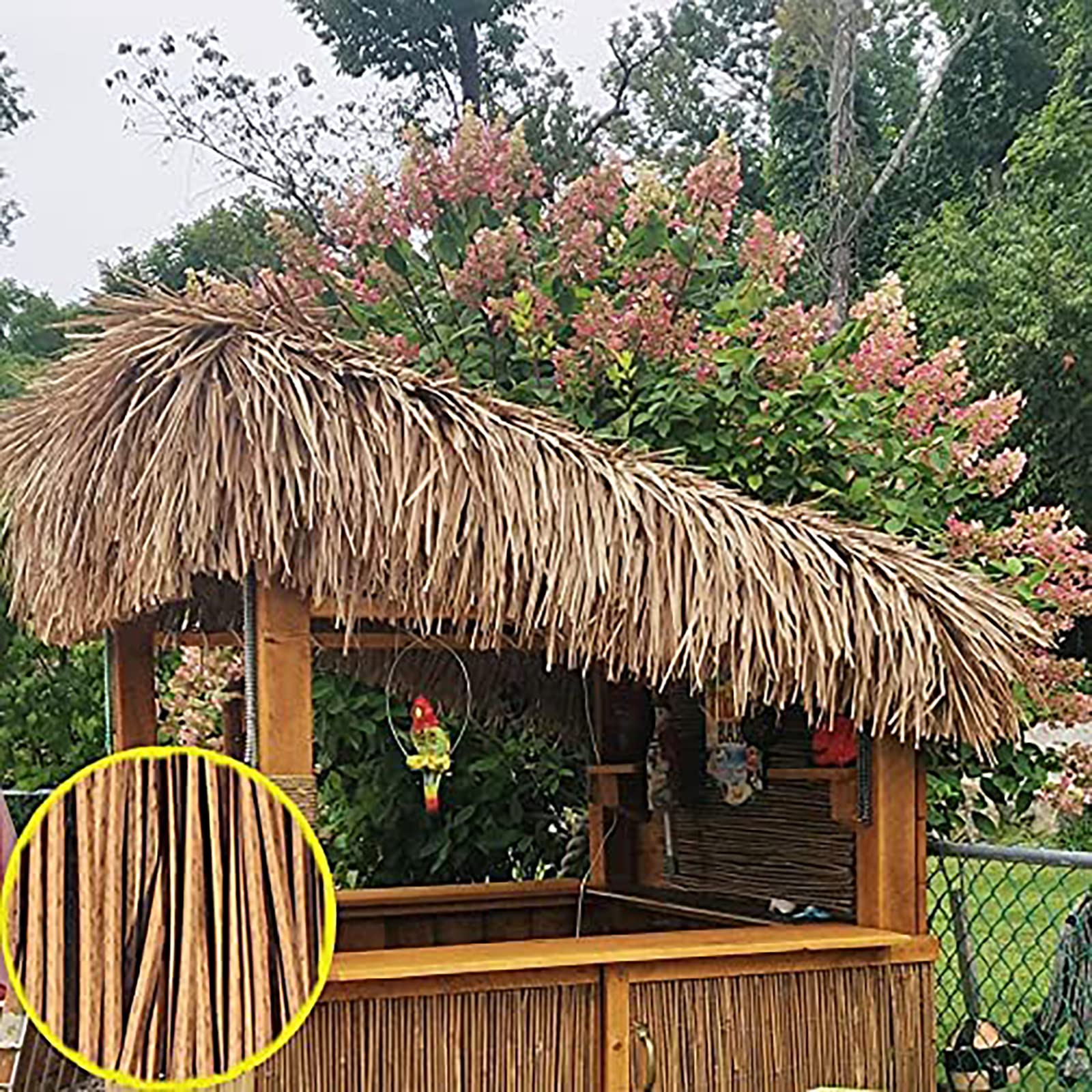 Toit De Chaume Tuile Palmier Coureur Rouleau Plastique Paille en PE Toiture Décorative Couvre-Paille pour Les Bars Tiki, Jardins, Patios, Gazebos, Murs De Maison(Size:0.5m* 10m (19.68in*32.8ft))