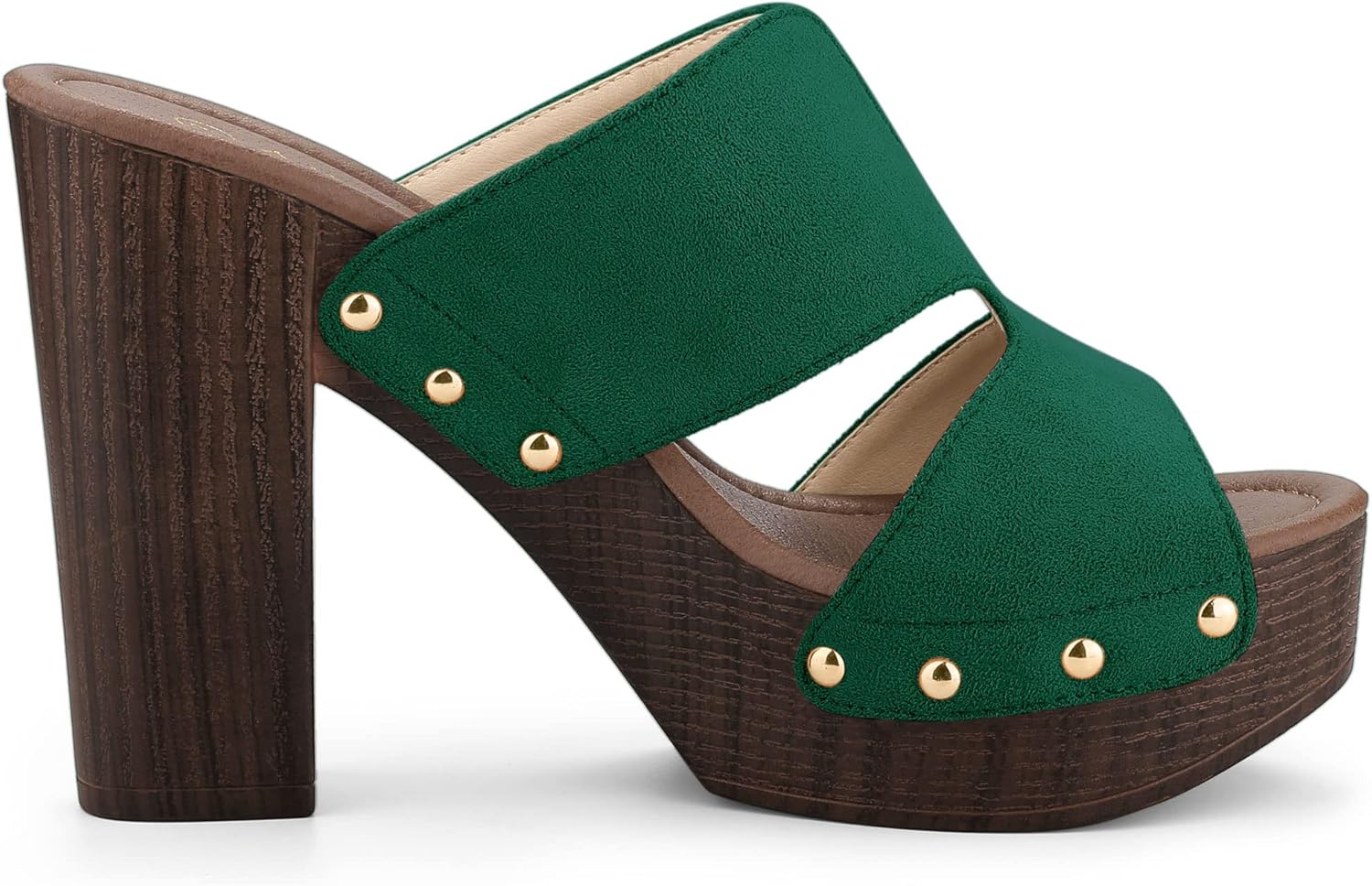 Allegra K Women's Faux Suede Platform High Block Heel Slides Sandals - Image 6