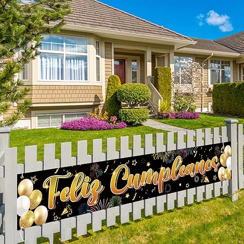 MEFENG Feliz Cumpleanos - Letrero para patio, decoración de feliz cumpleaños, decoración para interiores y exteriores, suministros de decoración de
