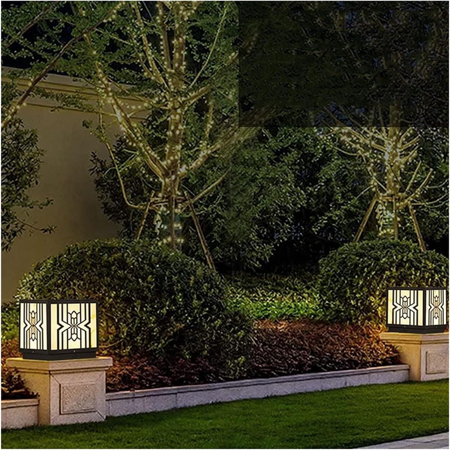 Lampa ścienna Zewnętrzna lampa solarna LED Akcesorium Słoneczne światło słupowe LED Zewnętrzne oświetlenie uliczne trawnik ogród LED Kwadratowe oświetlenie filarowe Patio Paisa