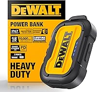 DEWALT 10,000mAh Heavy Duty Power Bank - IP67 Rugged Portable Charger with USB-C PD for iPhone 16/15, Samsung Galaxy, Worksite Travel
