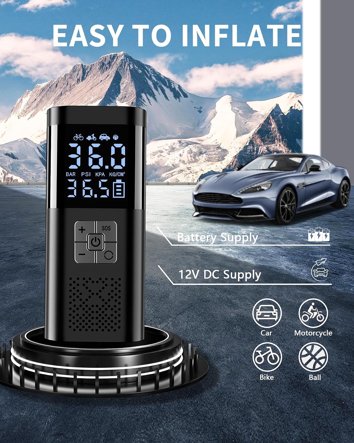 Jump Starter with Air Compressor, 6000mAh 150PSI Battery Jumper Starter Portable, 14.8V Jump Box Car Battery Jump Starter with Smart Jumper Cables, LED Light, LCD Display
