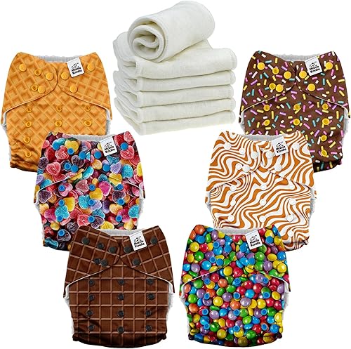 Miniatura 30 de Mama Koala 3.0 Pañales de tela para bebés, 6 unidades de pañales de bolsillo lavables y reutilizables de talla única para recién nacidos y niños