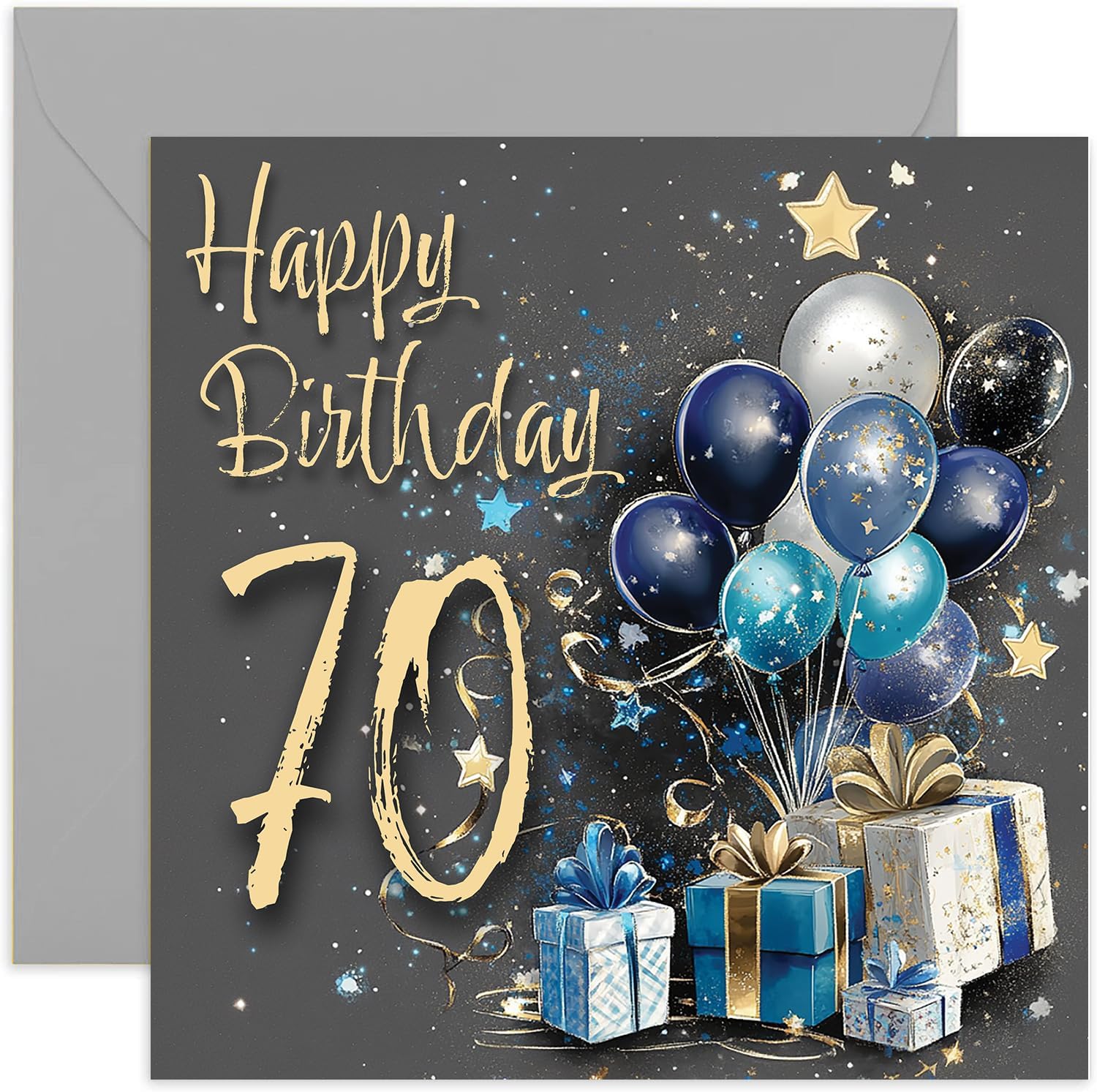 Special Male 70th Birthday Card for Men - Seventy Years Old - Blue and ...