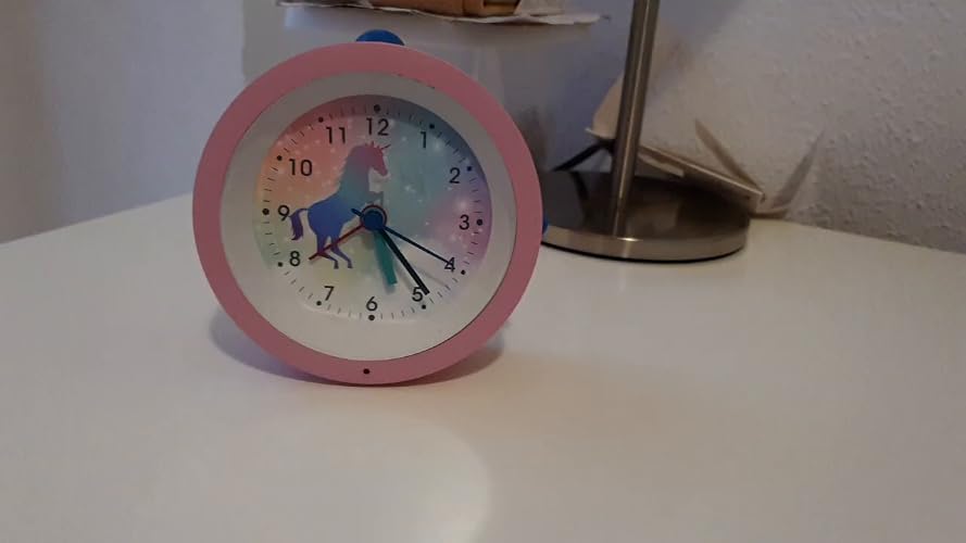 Réveil Enfant Licorne TFA Dostmann - Sans Tic-Tac, Alarme Et Éclairage Nuit | Rose