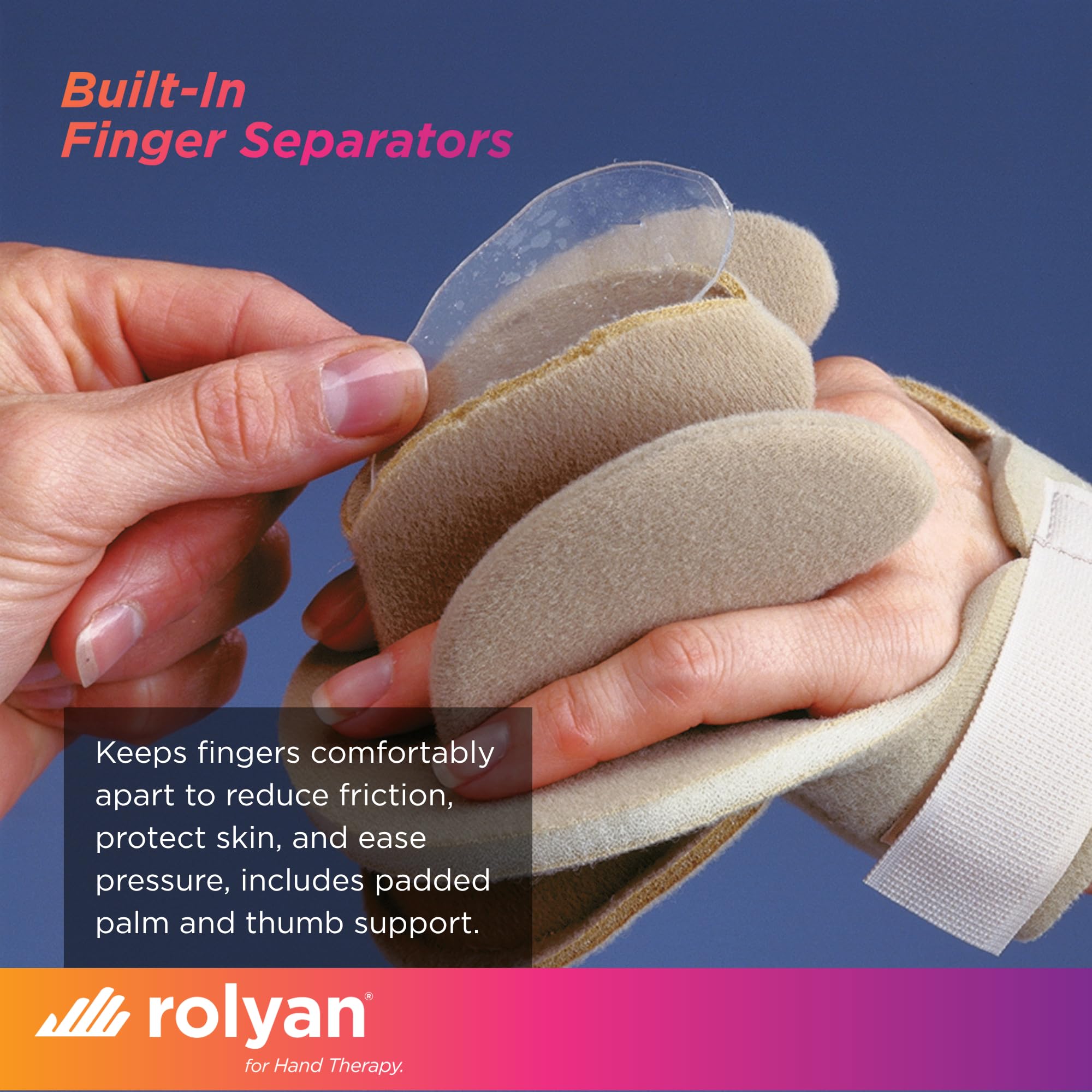 Rolyan Sof-Foam Palm Shield for Right Hand, Finger Separators and Soft Foam Cushion for Hand Contracture Support, Non-Latex Hand Protector for Stroke Recovery, Elderly, or Surgery Aftercare