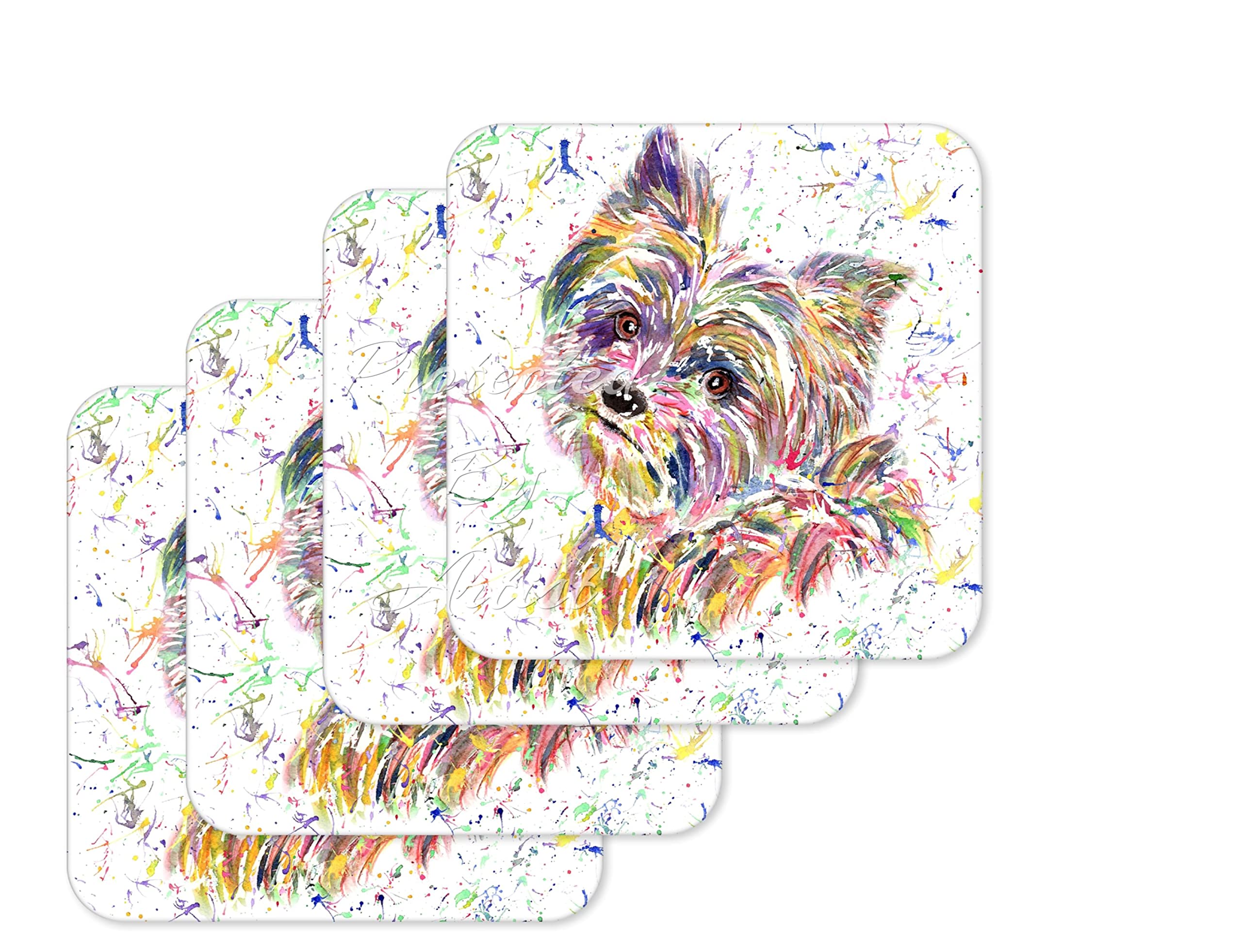 Coaster Yorkshire Terrier Yorkie Dog Pet animal Coasters Watercolour Art Gift
