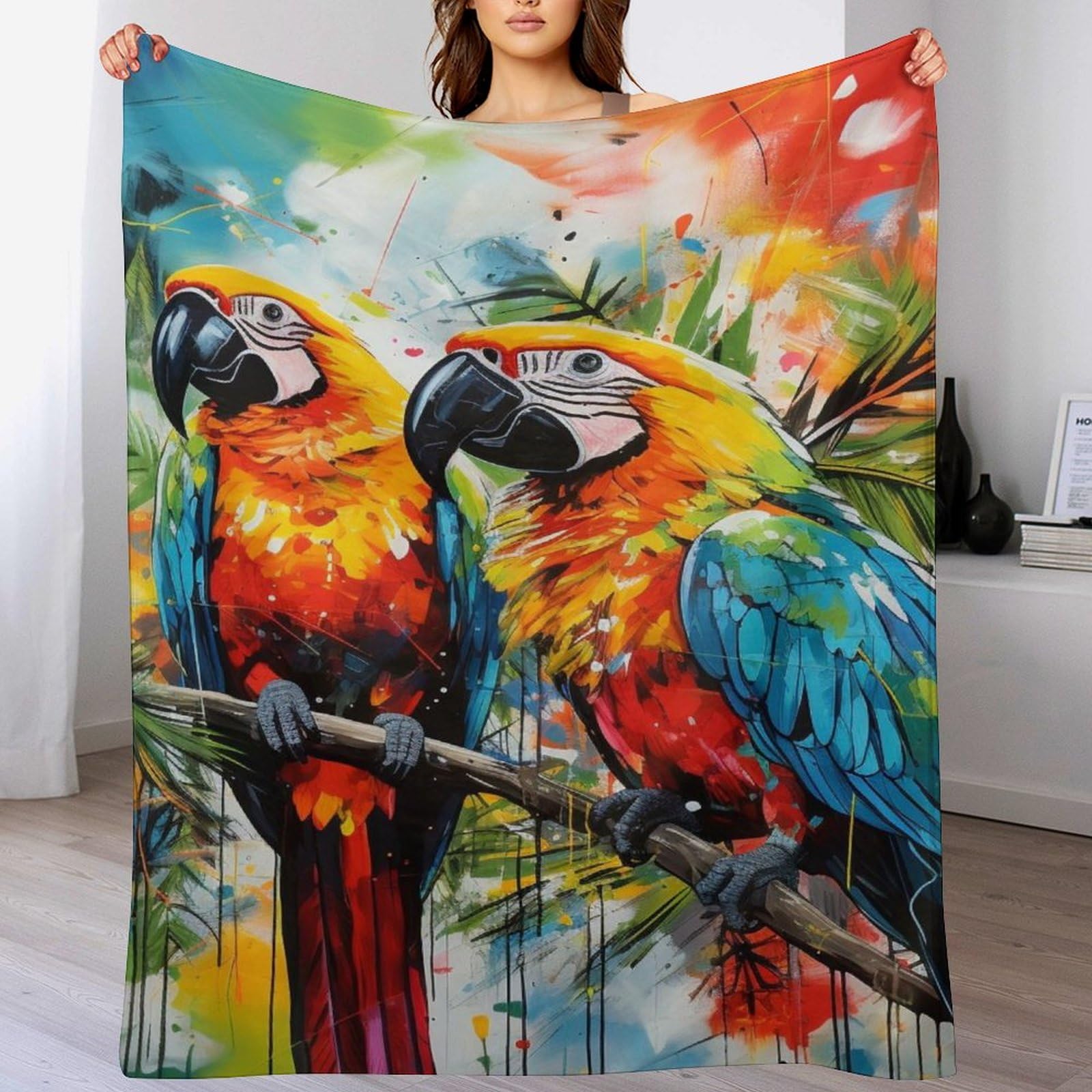 Manta de loro de forro polar suave un regalo original y cálido para sorprender en casa