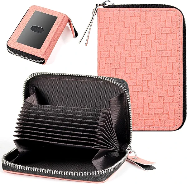EcoVision Credit Card Holder RFID Card Case Wallet, Small Accordion Zipper Card Case Holder, Card Organizer Case for Women Men