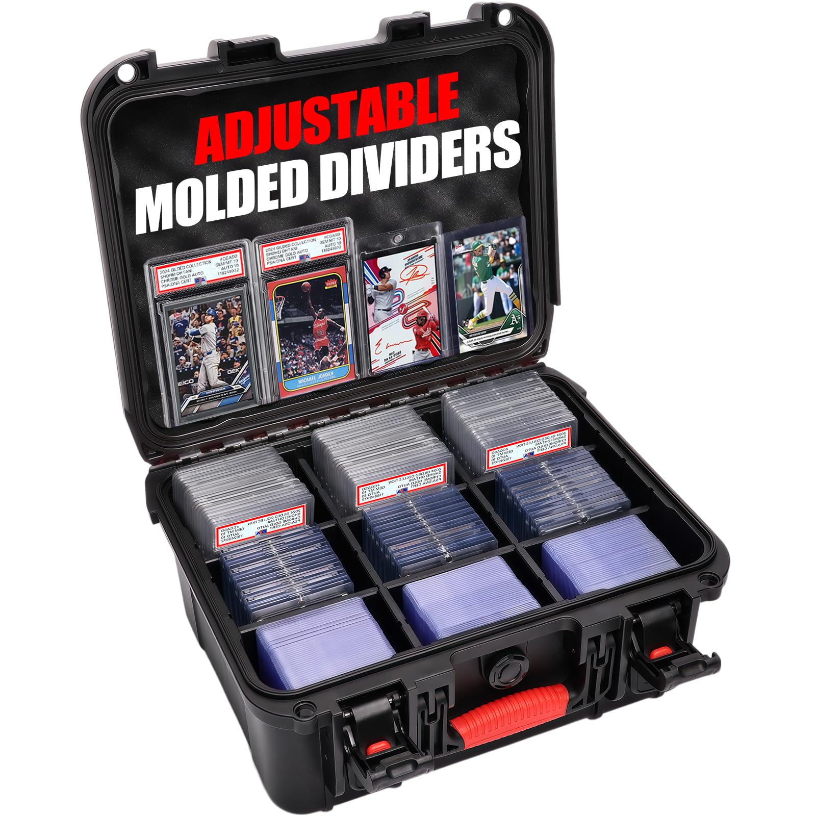 Turokacase Graded Card Case Storage Box for PSA BGS SGC CGC CSG Slabs, Waterproof Sports Card Case with 6 Adjustable Dividers, Baseball Trading Card Box for Toploaders & Magnetic Holders