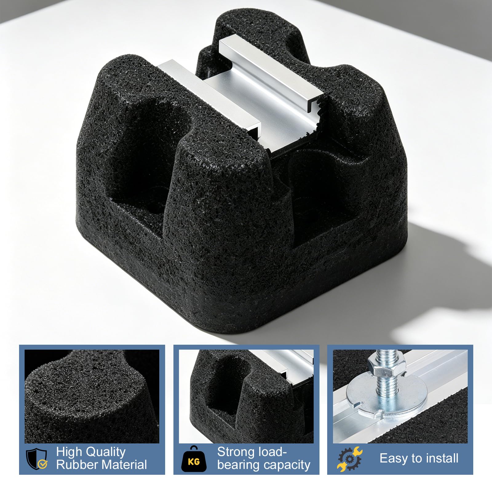 EXLECO 4 Stück Schwingungsdämpfer für Wärmepumpe, Vibrationsdämpfer 110x110x65mm, Antivibrationsfüße Gummidämpfer Dämpfungssockel für Split Klimaanlage Außengerät, Gummipuffer Traglast 180kg