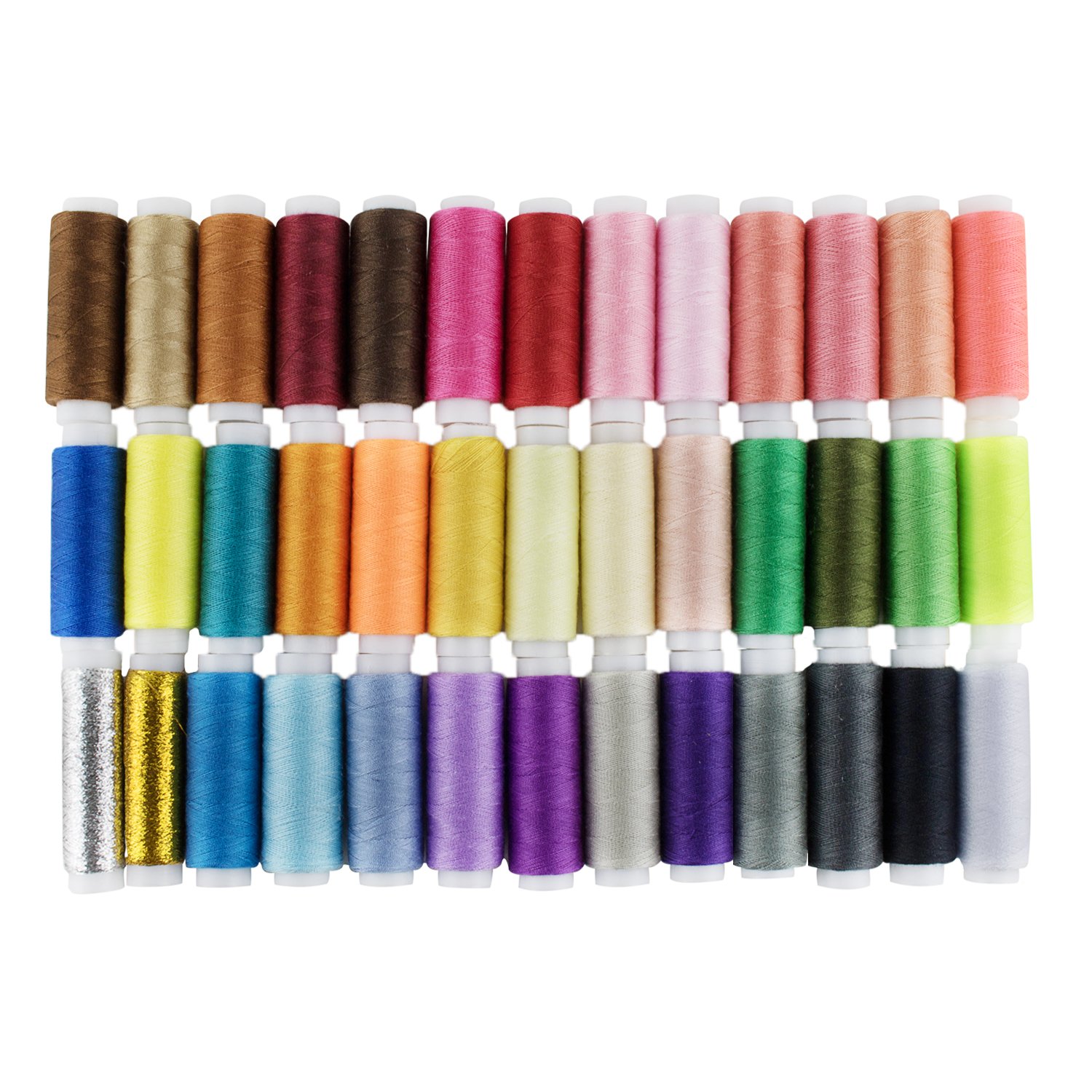LIHAO 39 PCS Polyester Threads Spool Each 200 Yards for Quilting, Stitching, Hand Sewing, Machine Sewing