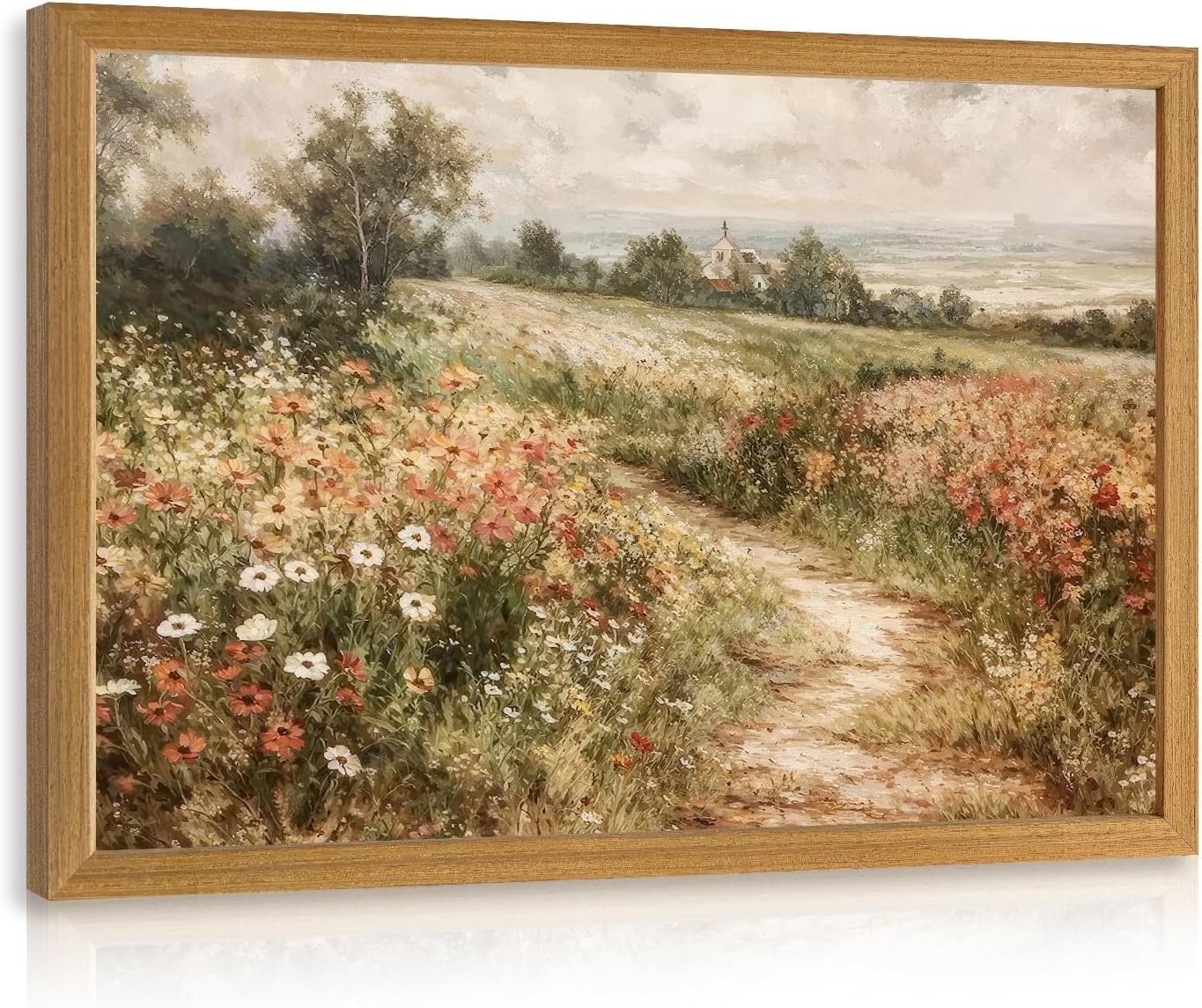 LLEEMPI Arte de pared vintage de flores silvestres, decoración de pared botánica campestre, pintura en lienzo de naturaleza de prado floral,