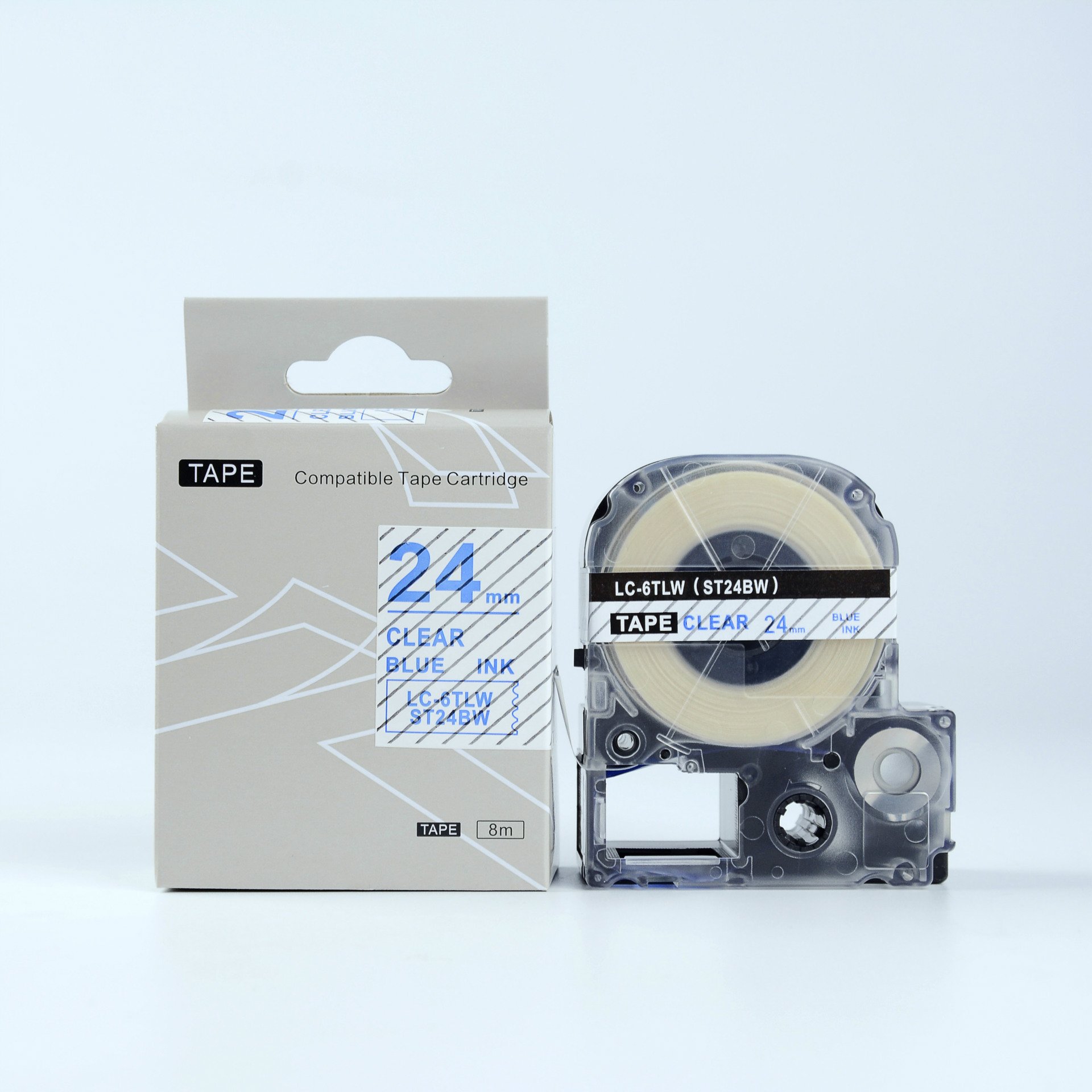 IDIK Compatible EPSON LC-6TLW LW700 Label Tape Blue On Clear 24mm 8m 1 x 26 Label