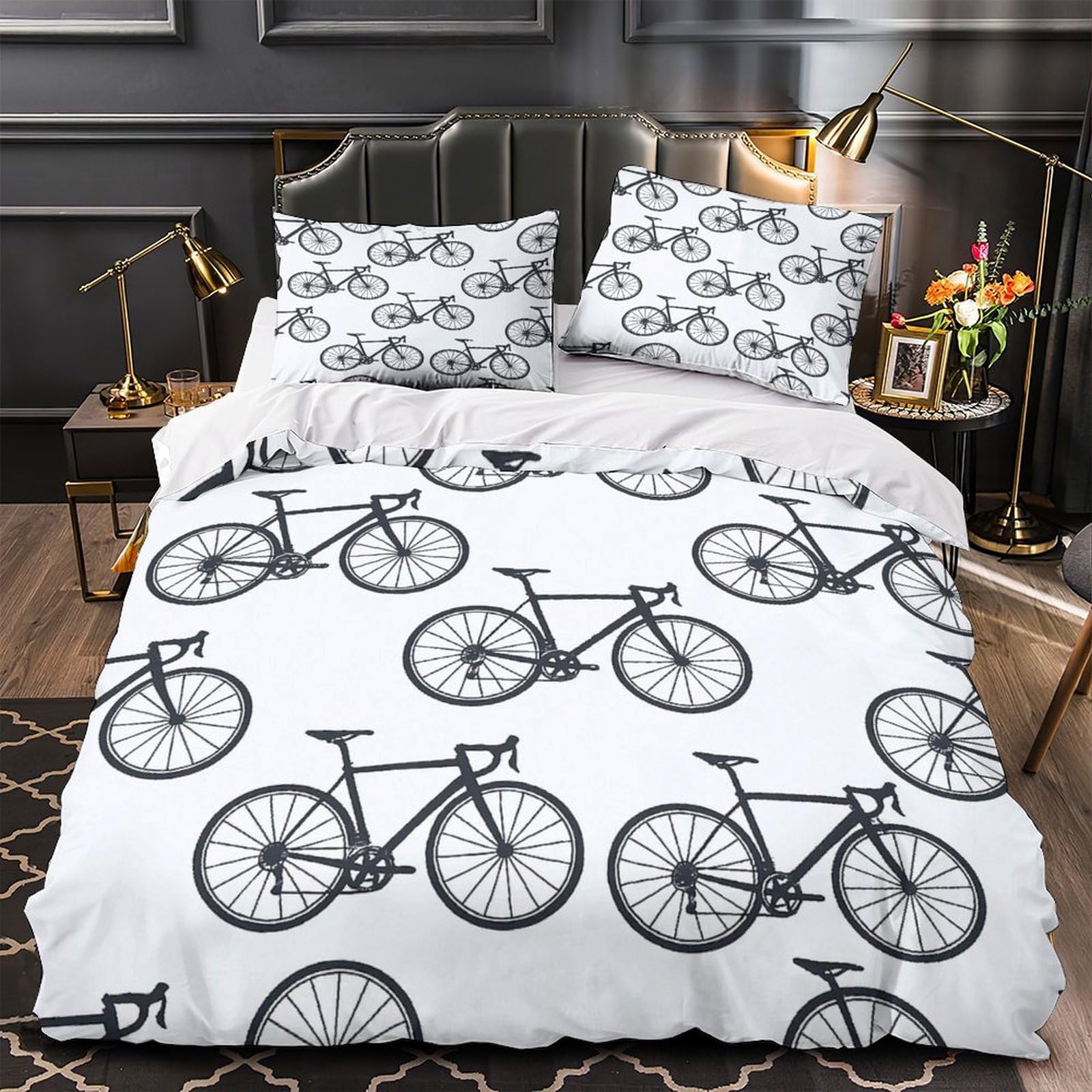 Parure de lit vélo housse de couette microfibre 3D hypoallergique