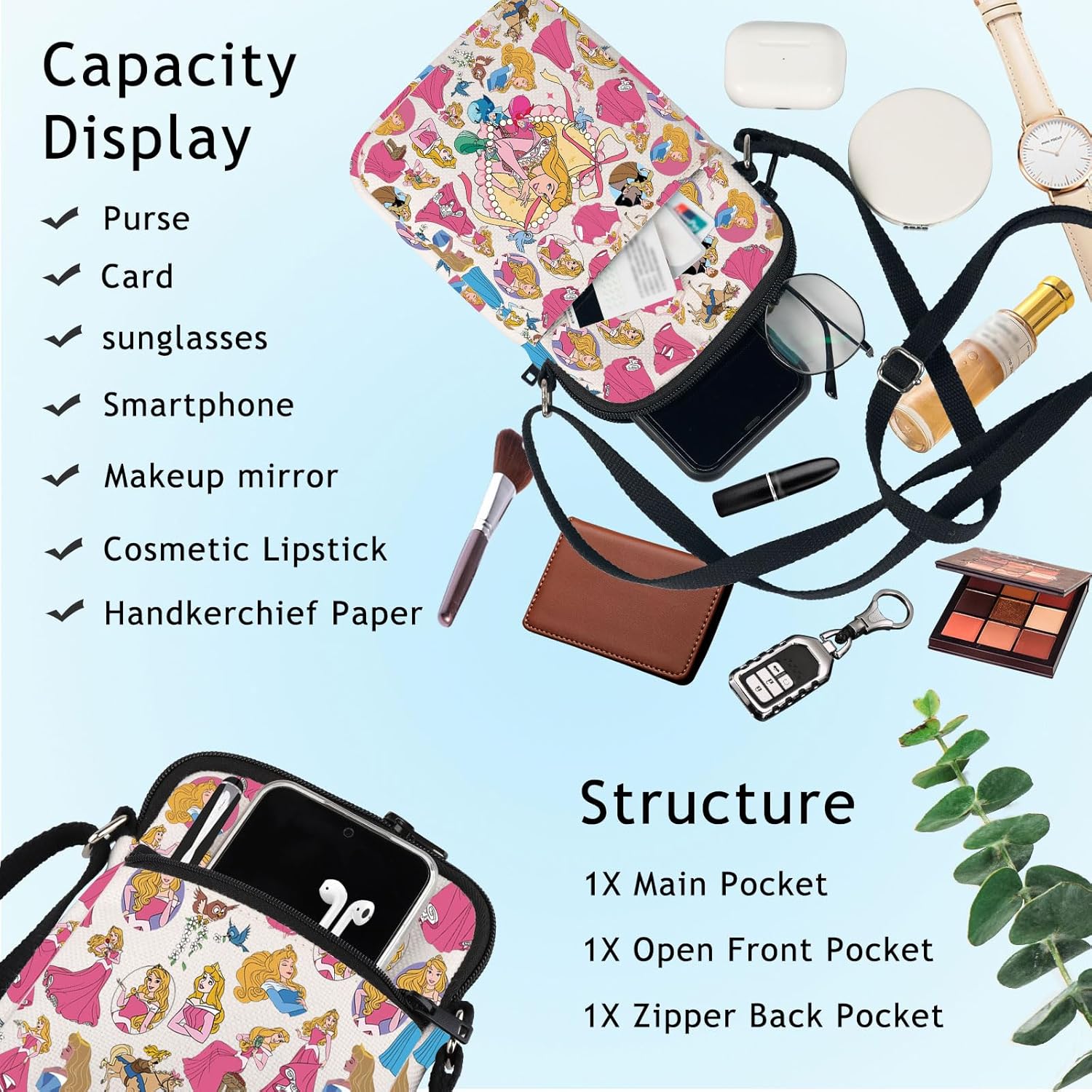 BWWKTOP Magical Princess Crossbody Bag Princess Fans Gift Fairy Tale Shoulder Bag Princess Merch - Image 6