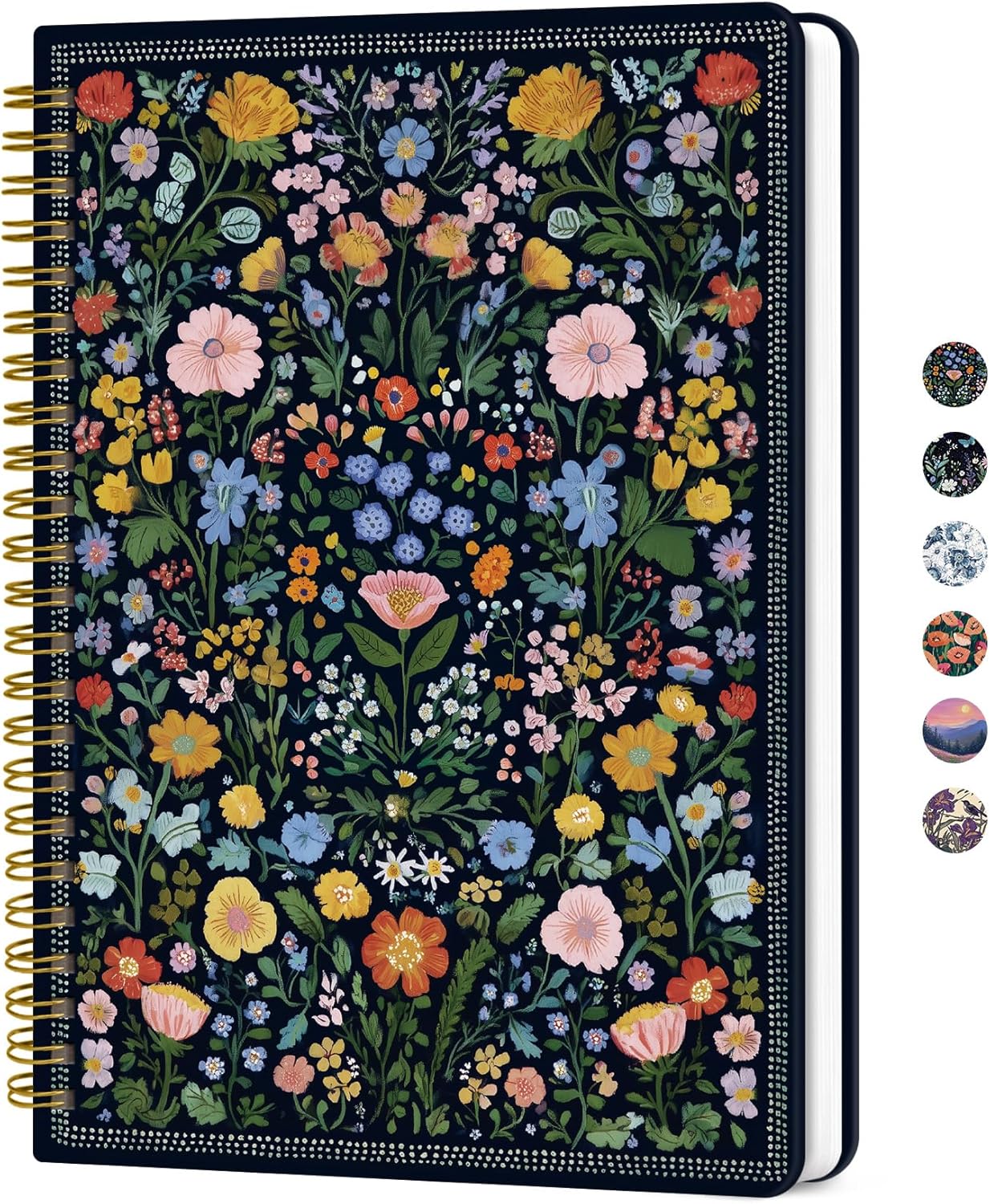 Lined Spiral Journal for Women, A5 Hardcover Pretty Notebook for Work & Note Taking, Aesthetic Cute Journal for Writing, 140 Pages, 6″x8″, Garden of Whimsy