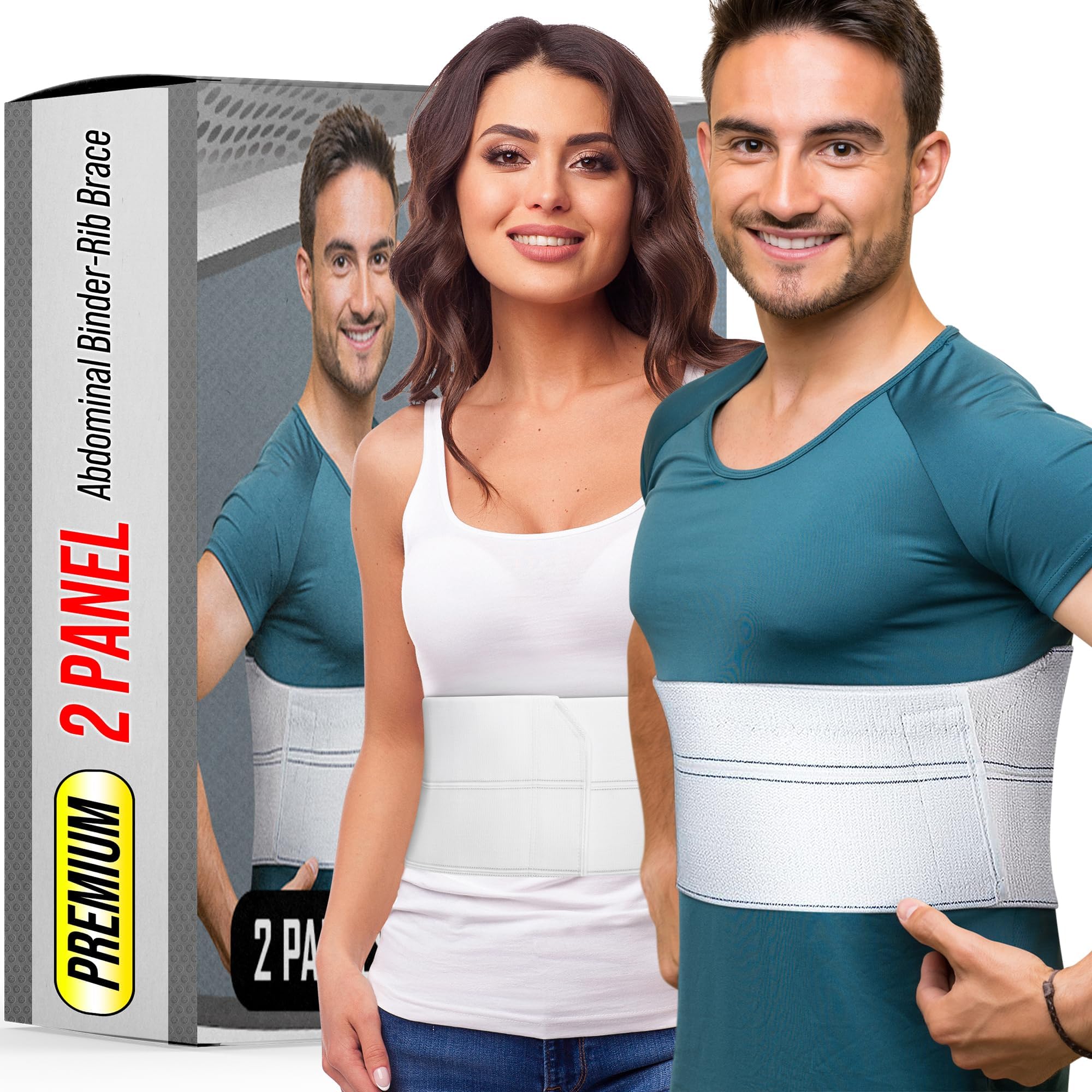 Broken Rib Brace | Chest Binder & Wrap Belt for Post-Surgery, Cracked, Fractured, Dislocated Ribs, Pain and Strain Treatment. Rib Cage Protection, Compression and Support. Plus Size