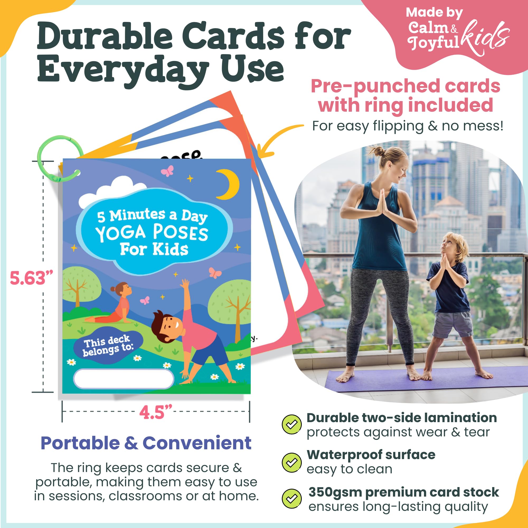 Tarjetas de yoga para niños, juego de 34 tarjetas divertidas y educativas para mindfulness, posturas de yoga y actividad física, perfectas para niños