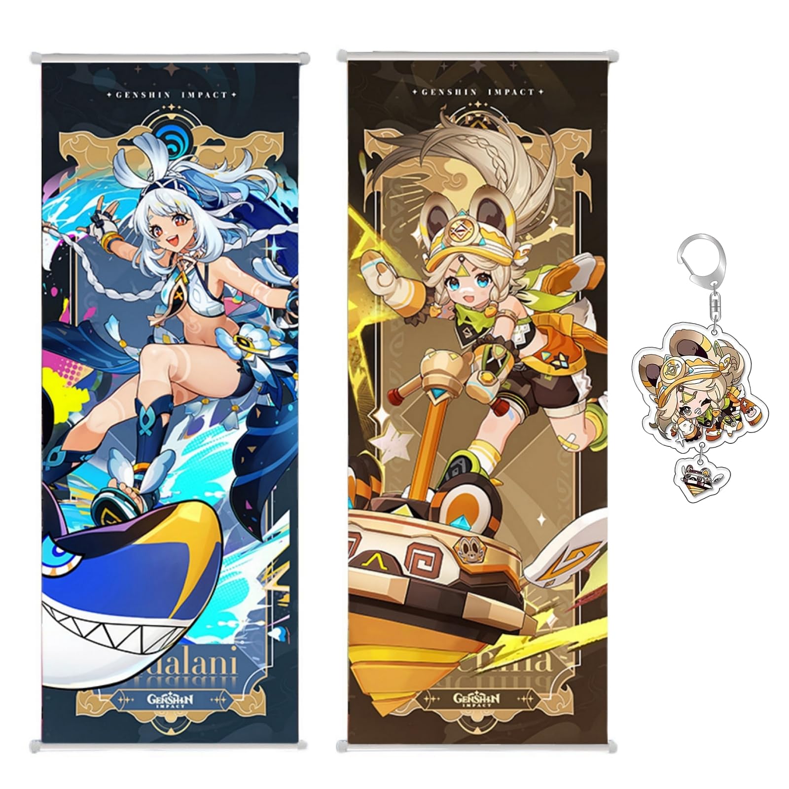 Mualani Kachina Poster Genshin Hanging Painting Scroll Cartoon Comic Ornament Painting Scrolls Hanging Art Wall Decor