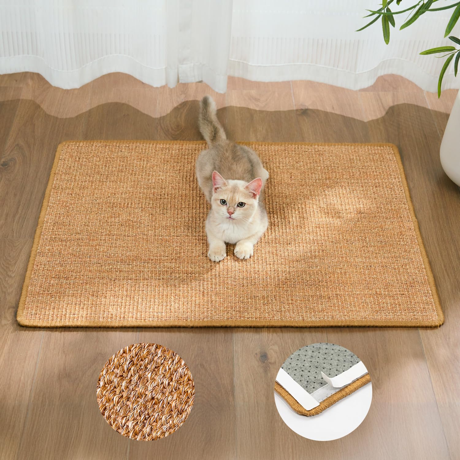 Conlun Cat Scratcher Mat,Sisal Cat Scratch Pad Rug,Wall Scratchers for Indoor Kitten Scratching&Stretching,Furniture Protector for Post&Sofas&Couch&