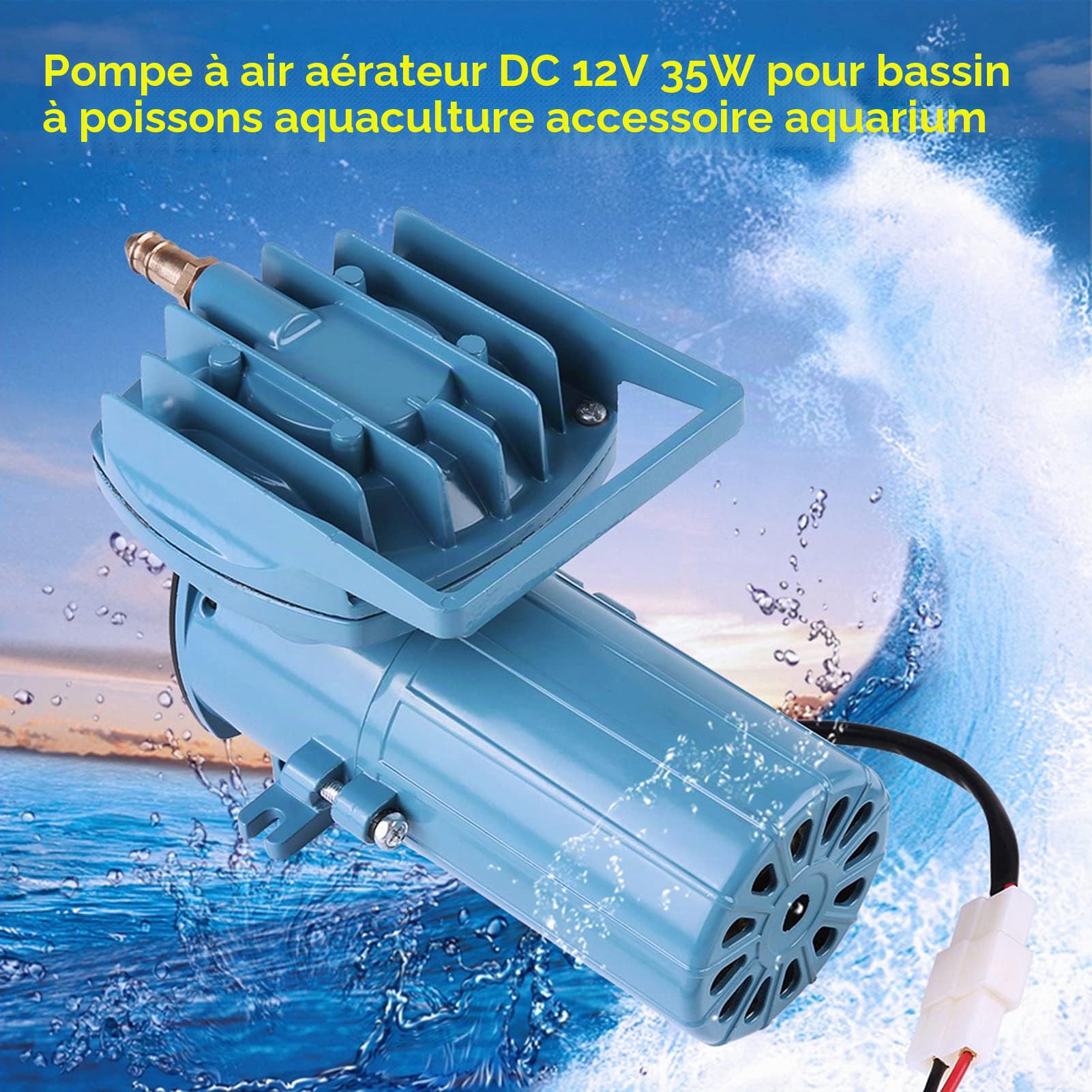 Aérateur de Pompe à Air DC 12V 35W | pour étang à Poissons, Aquaculture, Accessoire d'aquarium, Outil Fournitures pour Animaux de Compagnie, Accessoires de Pompe à Air