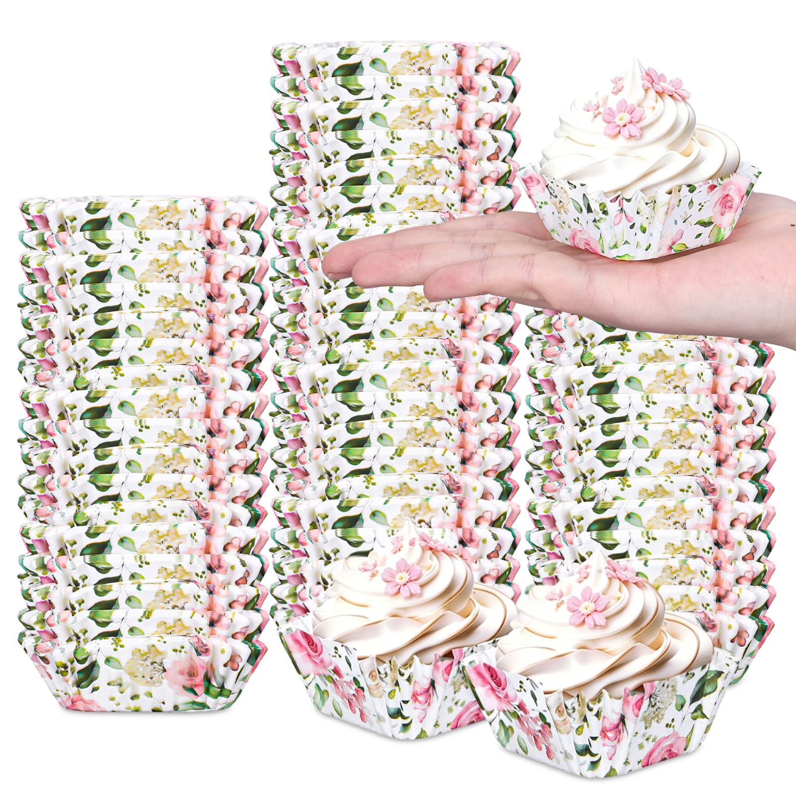 Caissettes carrées cupcakes fleurs roses x500 pour décorer les buffets de mariage