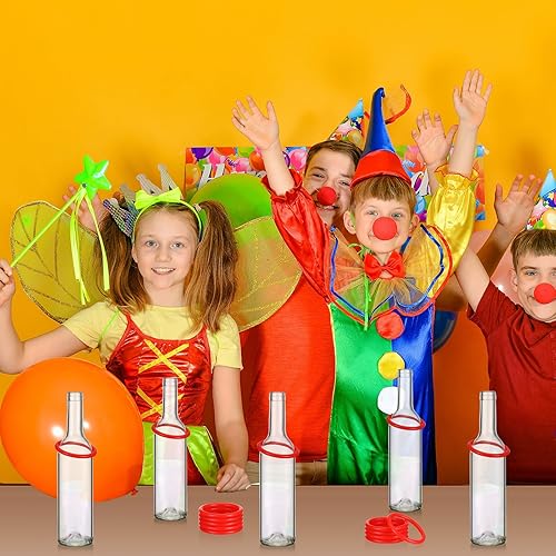 Miniatura 4 de Shappy El juego de lanzamiento de anillos de 31 piezas incluye 25 anillos para lanzamiento de anillos y 6 botellas de vidrio, anillos de plástico,