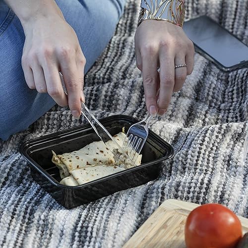 Miniatura 10 de Safeware 200 cucharas de plástico transparente, resistentes, cubiertos desechables para fiestas, barbacoas, picnic, familia, oficina, restaurante