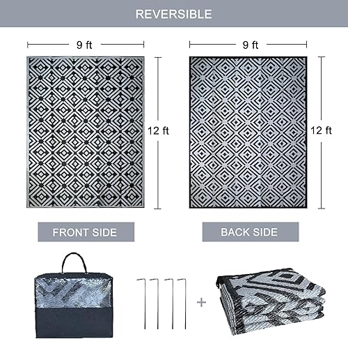 Miniatura 2 de YEARNING Alfombra de paja de plástico para exteriores, 5 x 8 pies, impermeable, para exteriores, interiores, exteriores, accesorios de caravana,