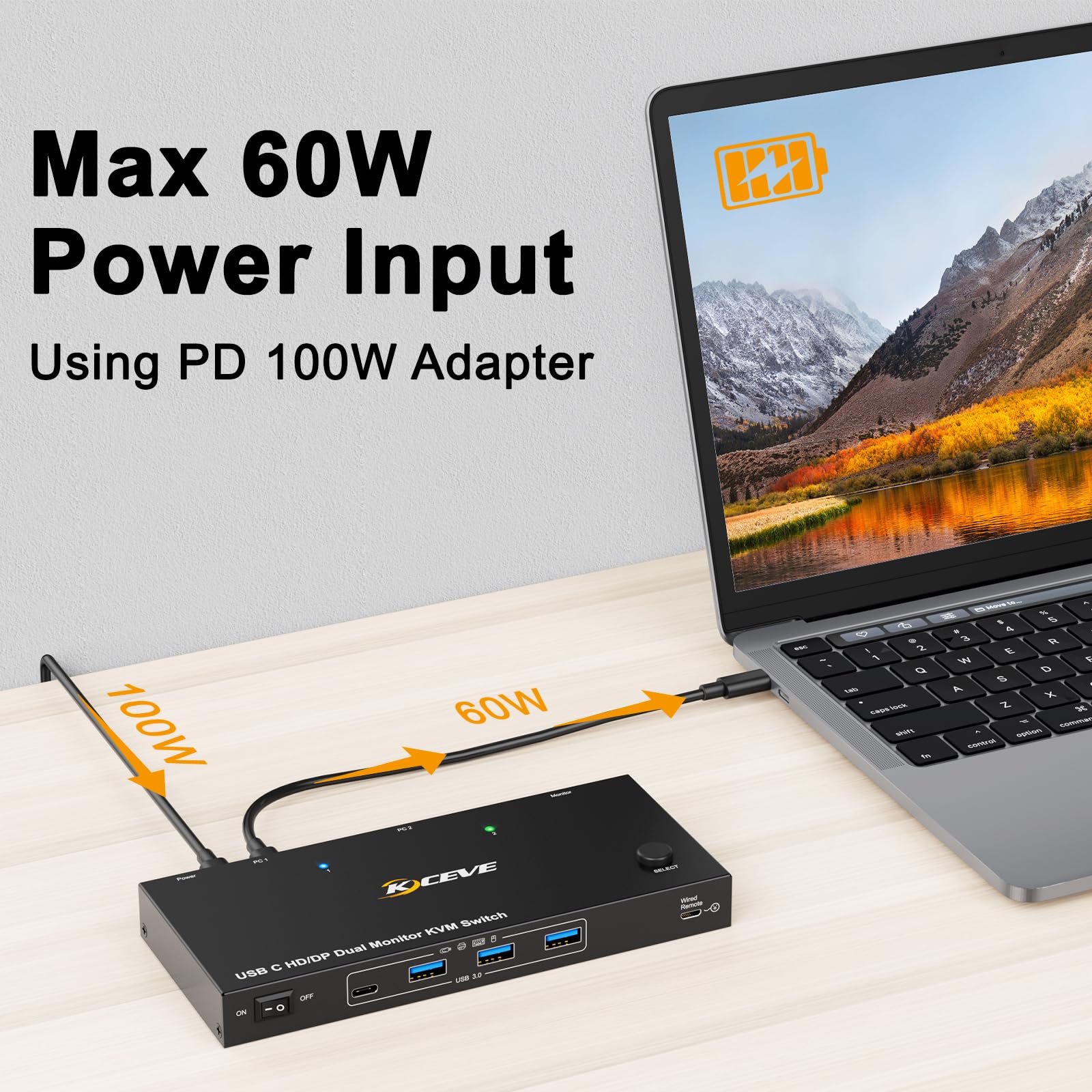 KVM Switch Laptop PC 2 Monitore, KVM Switch 2 PC 2 Monitore USB C DP HDMI Teilen 4 USB 3.0 Ports, 4K@60Hz, MST, PD 60W, Wired Remote(4K USB C DP HDMI 2 in 2 out KVM)