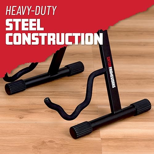 Miniatura 15 de Gator Frameworks Soporte de guitarra doble ajustable; Sostiene dos guitarras eléctricas o acústicas (GFW-GTR-2000), negro