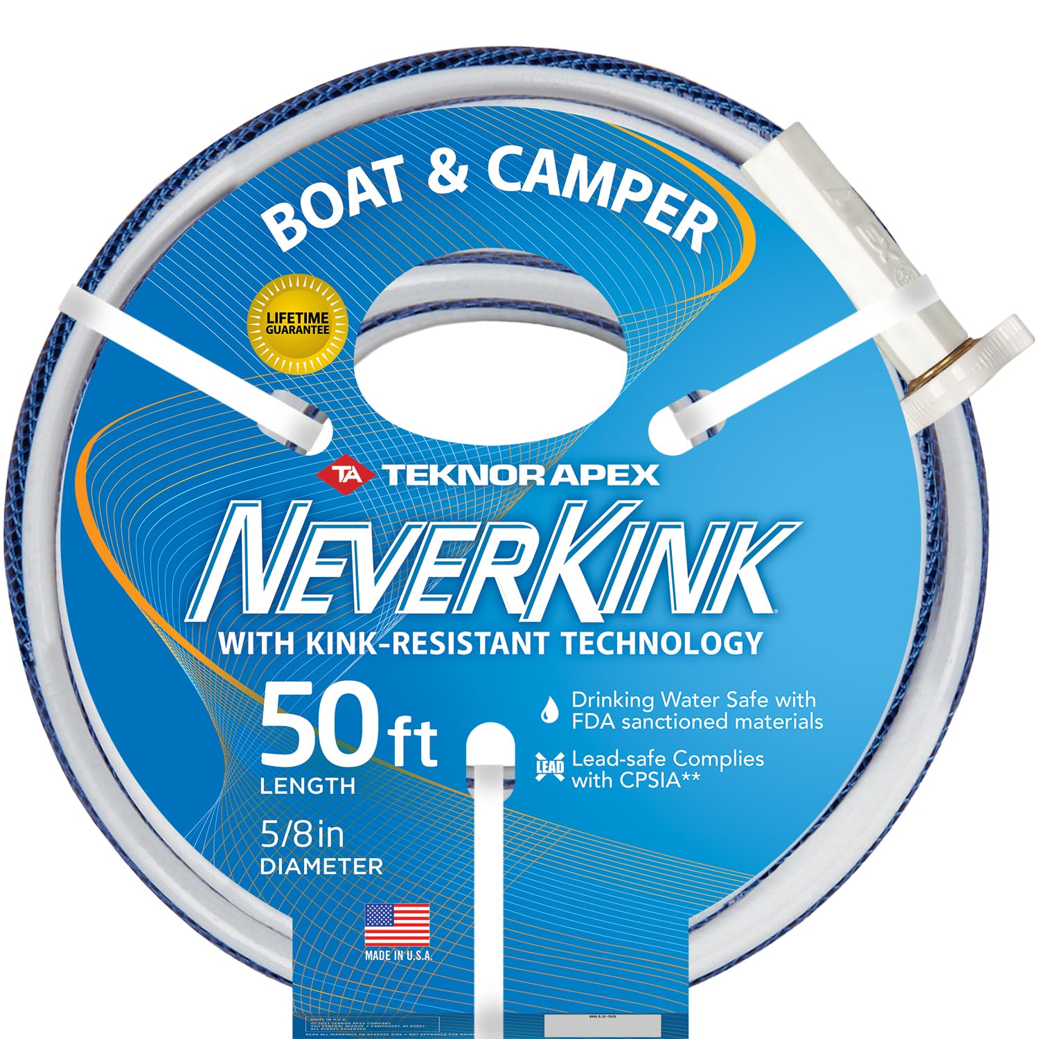 Apex Teknor NeverKink, 8612-50 Boat and Camper, Drinking Water Safe Hose, 5/8-Inch-by-50-Foot