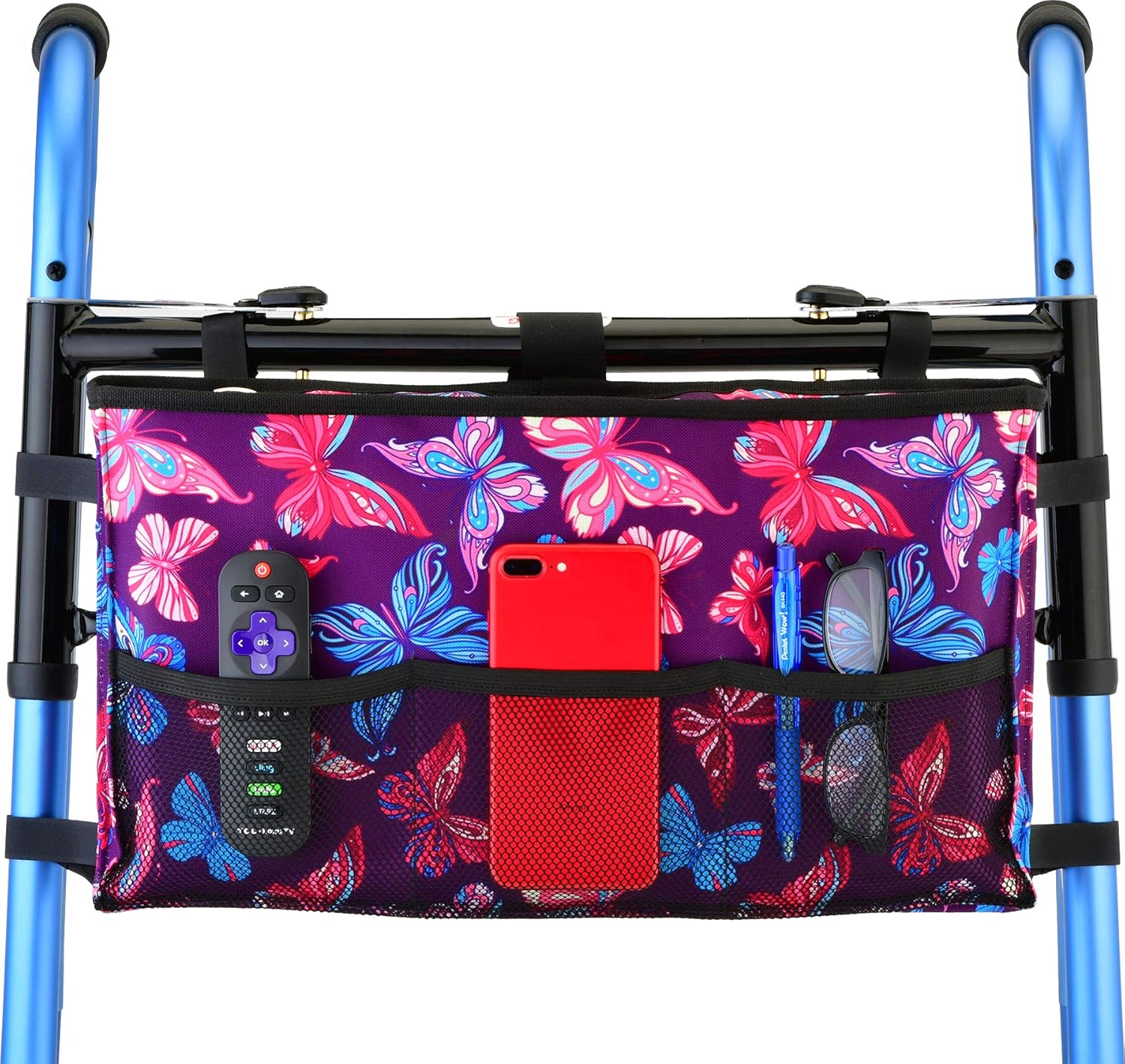 NOVA Walker Bag, Great Walker Storage Bag with Large Compartment and 5 Pockets, Universal Fit on All Folding Walkers, Butterflies : Everything Else
