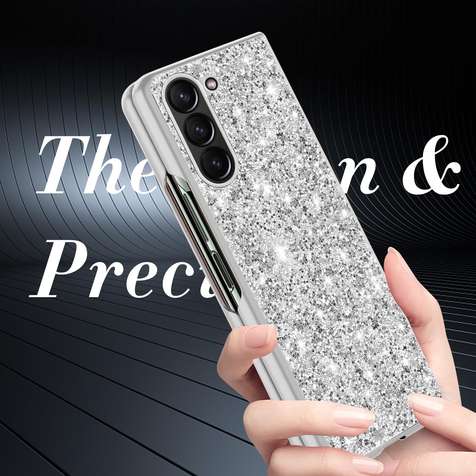 Funda para Samsung Z Fold 5 con purpurina para Galaxy Z Fold 5, funda delgada de TPU con diamantes brillantes, carcasa de protección completa a prueba de golpes para Samsung Galaxy Z Fold5, funda