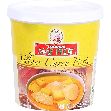 Mae Ploy Yellow Curry Paste, Authentic Thai Yellow Curry Paste For Thai Curries And Other Dishes, Aromatic Blend Of Herbs, Spices And Shrimp Paste, No MSG, Preservatives Or Artificial Coloring (14oz Tub)