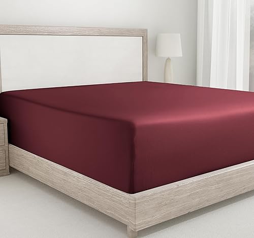 California Design Den - Sábana bajera ajustable de 400 hilos para cama, 100% algodón, no elástico que se desprende, tejido satén duradero