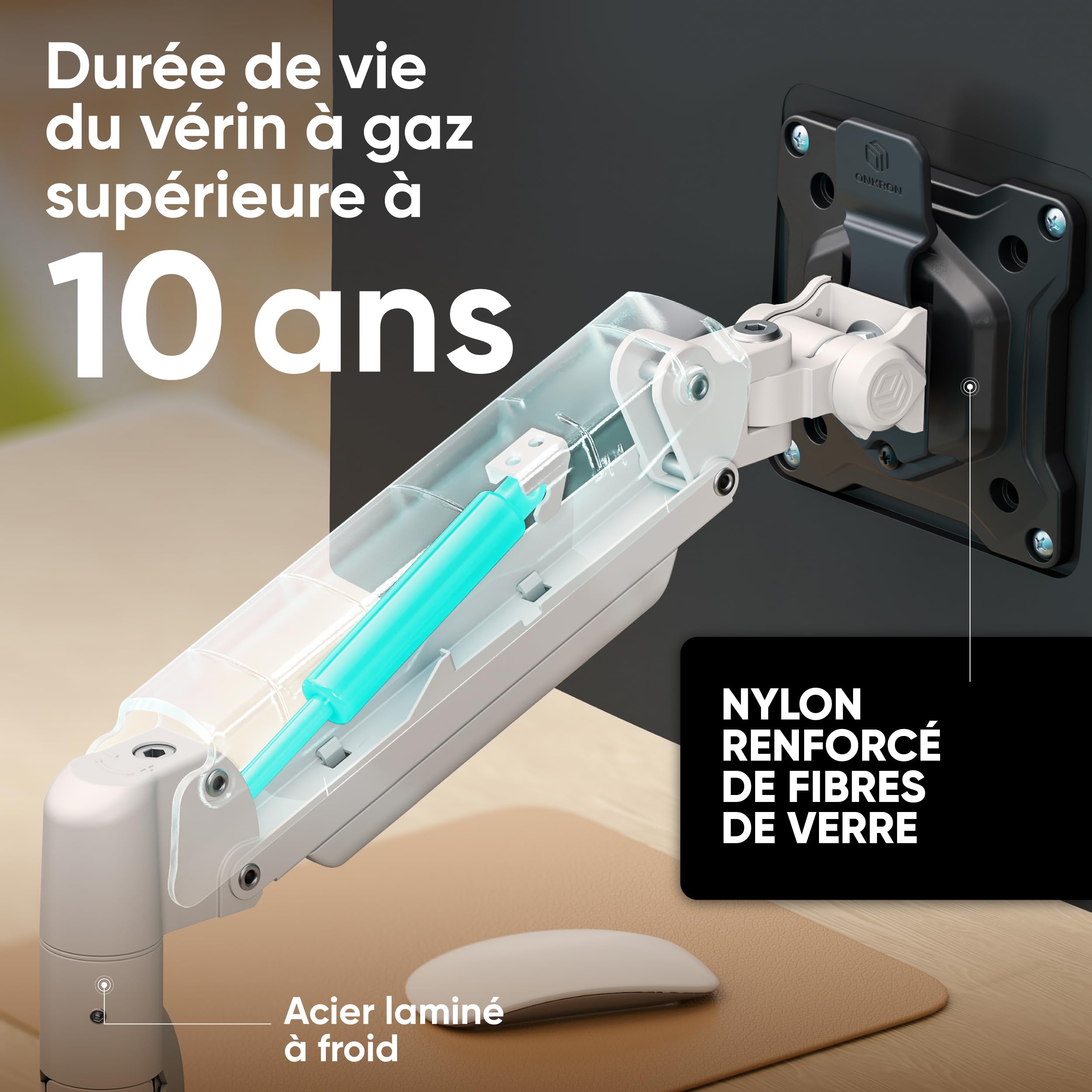 ONKRON Support Ecran PC Bras Articulé 13-32 Pouces 10 kg VESA 75x100 Blanc G80-BW